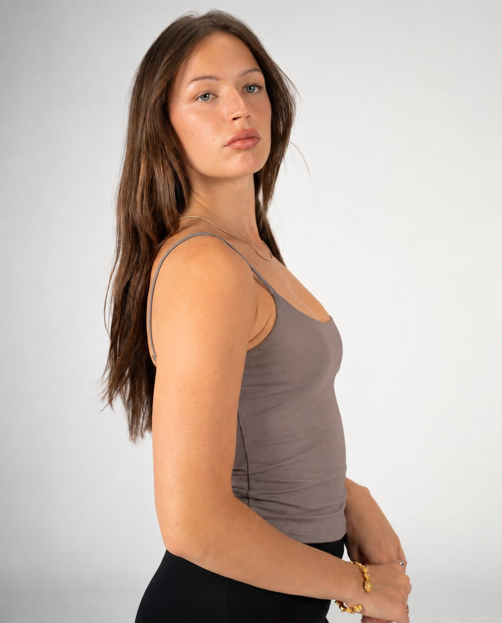 GREY THIN STRAP TOP
