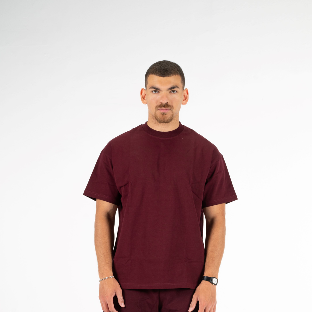 BURGUNDY BOX FIT T-SHIRT