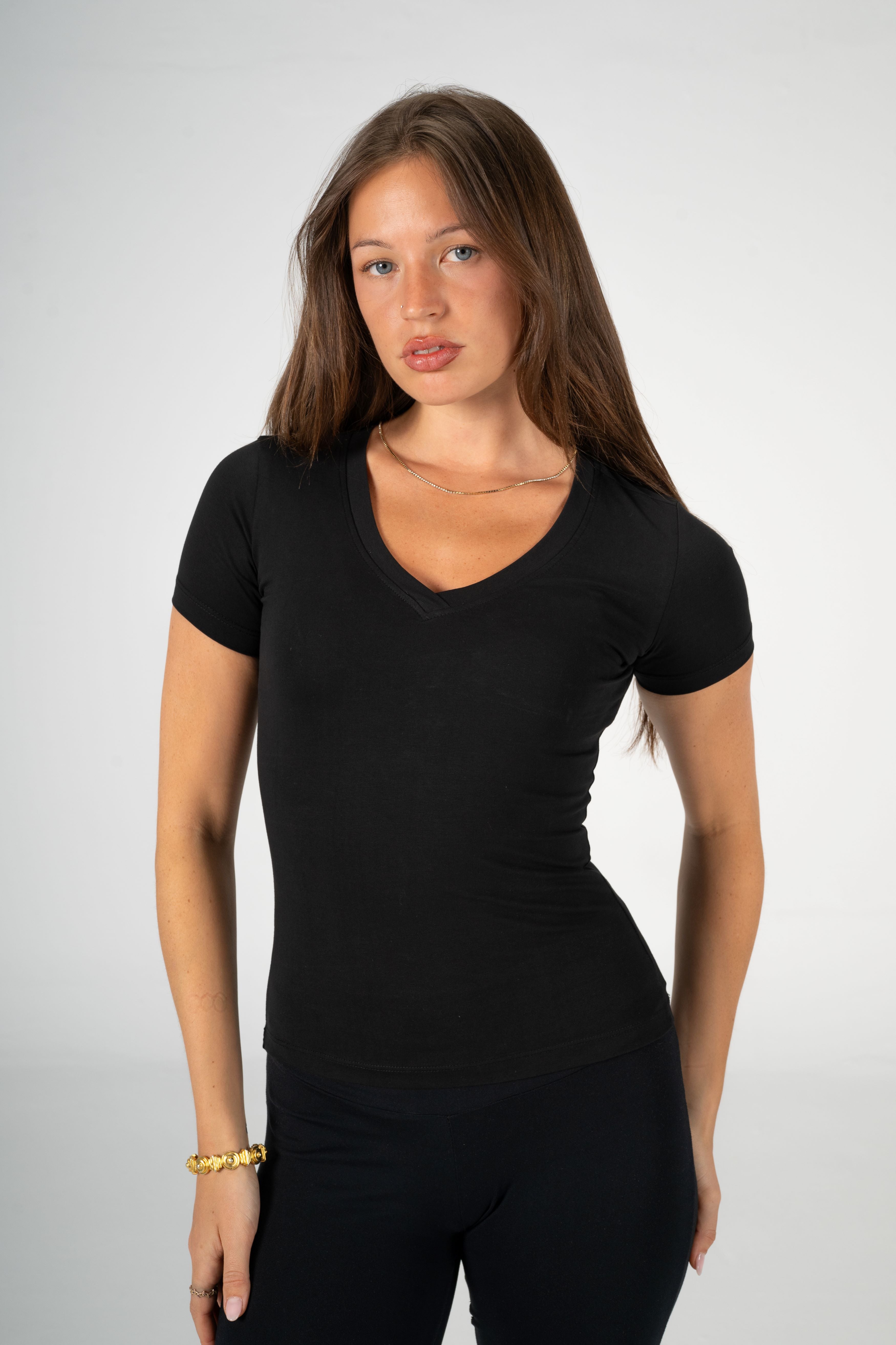 BLACK V SHAPED TOP