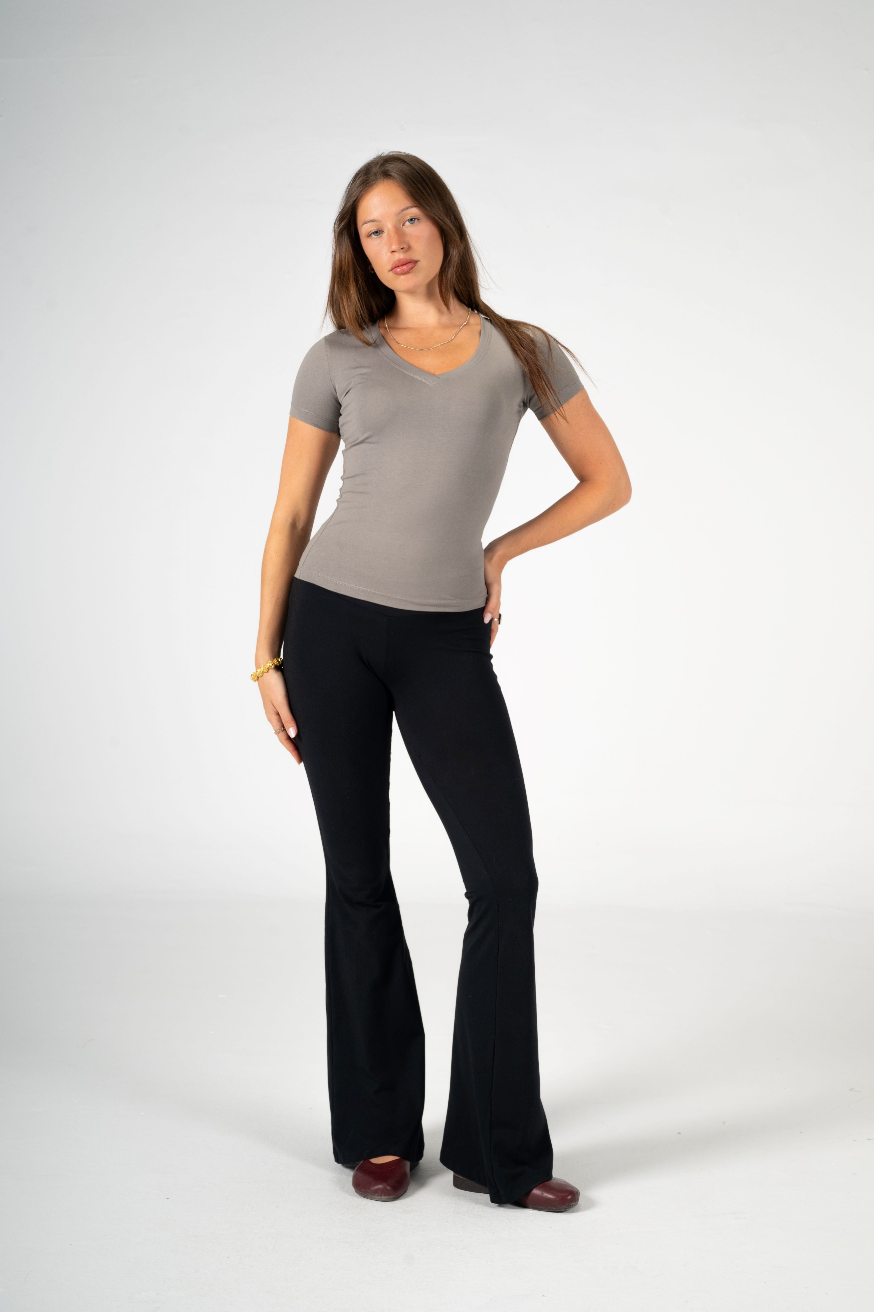 GRAY V SHAPED TOP