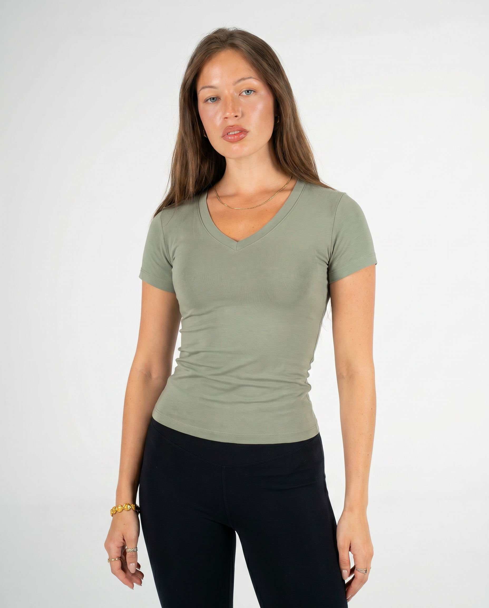 GREEN V SHAPED TOP
