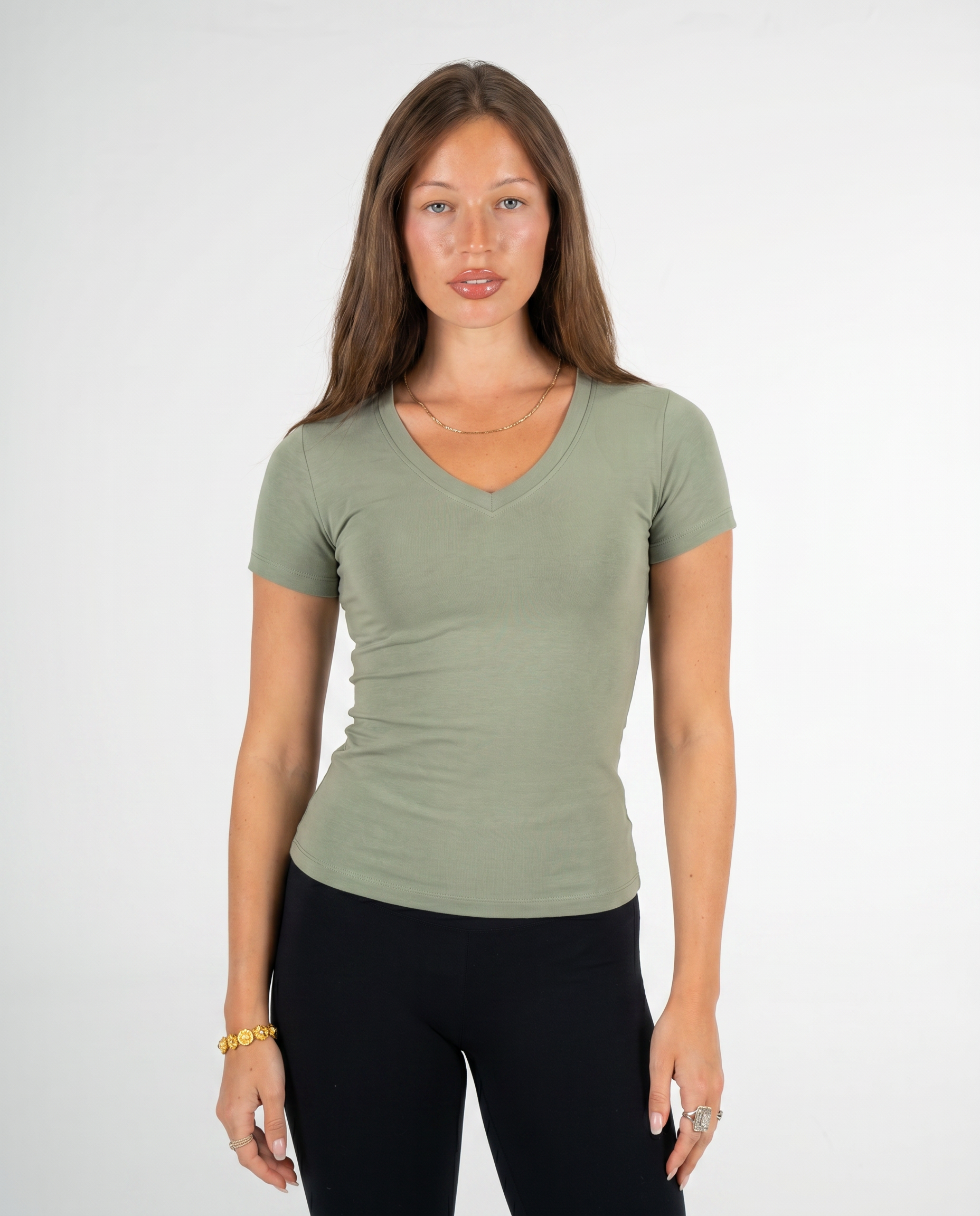 GREEN V SHAPED TOP
