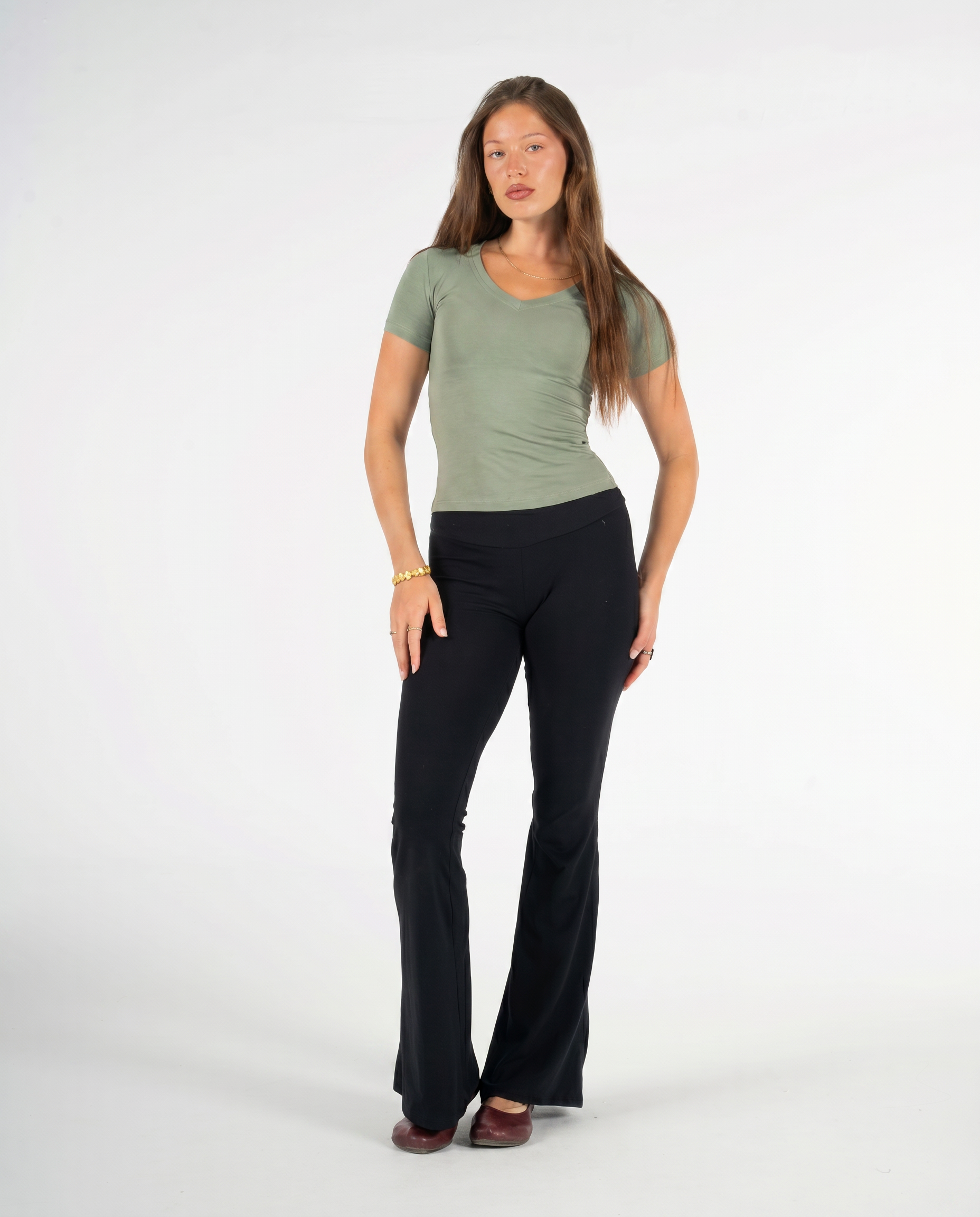 GREEN V SHAPED TOP