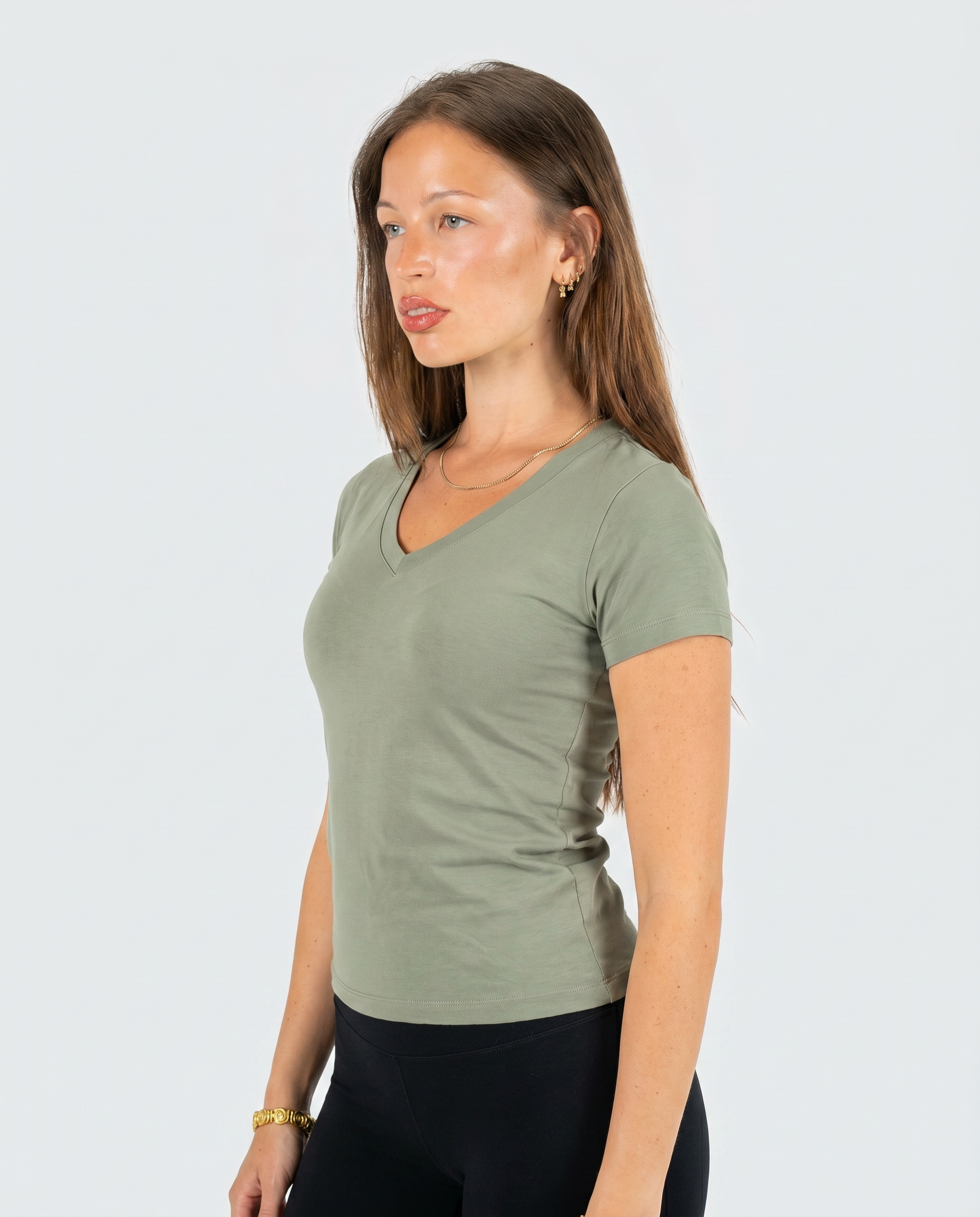 GREEN V SHAPED TOP