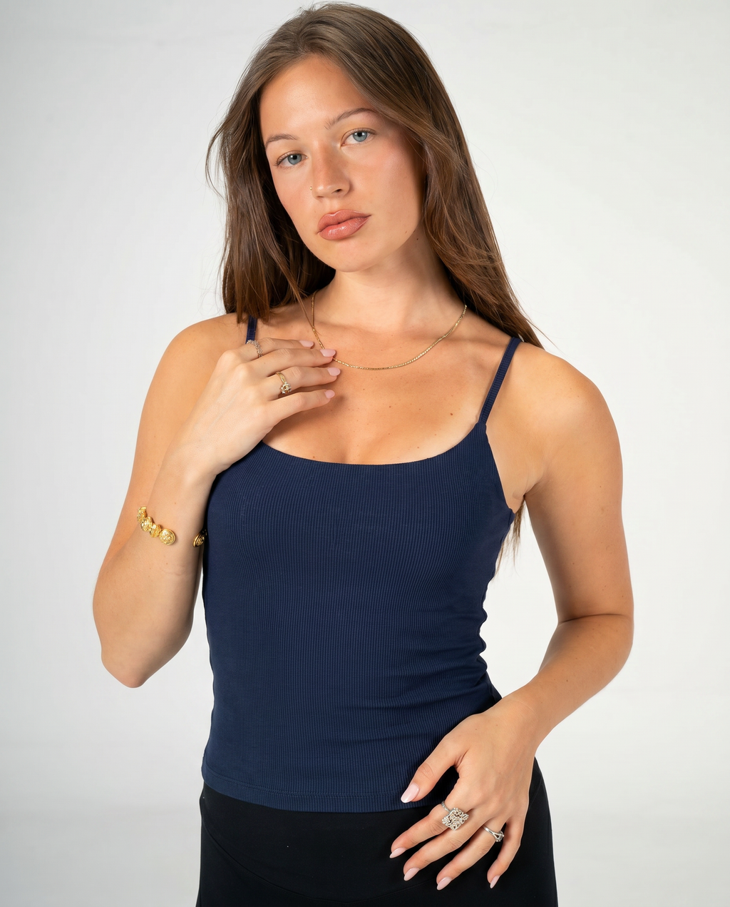 NAVY THIN STRAP TOP