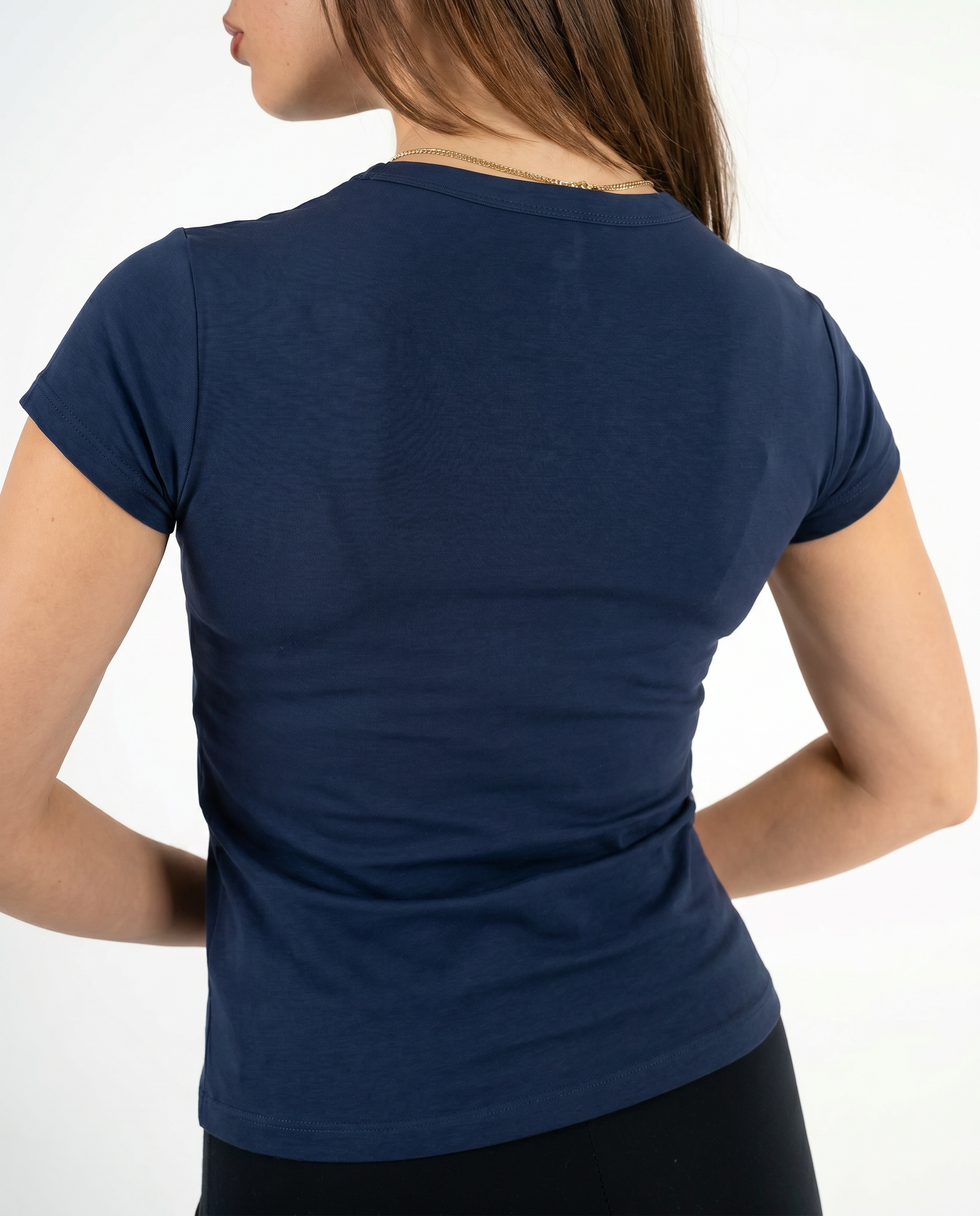NAVY ROUND NECK TOP