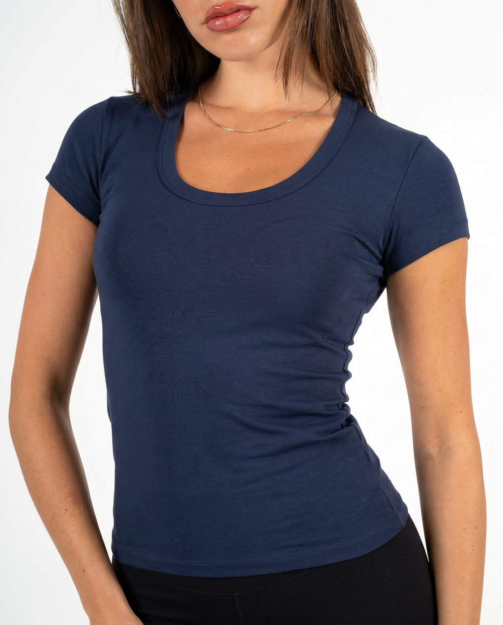 NAVY ROUND NECK TOP
