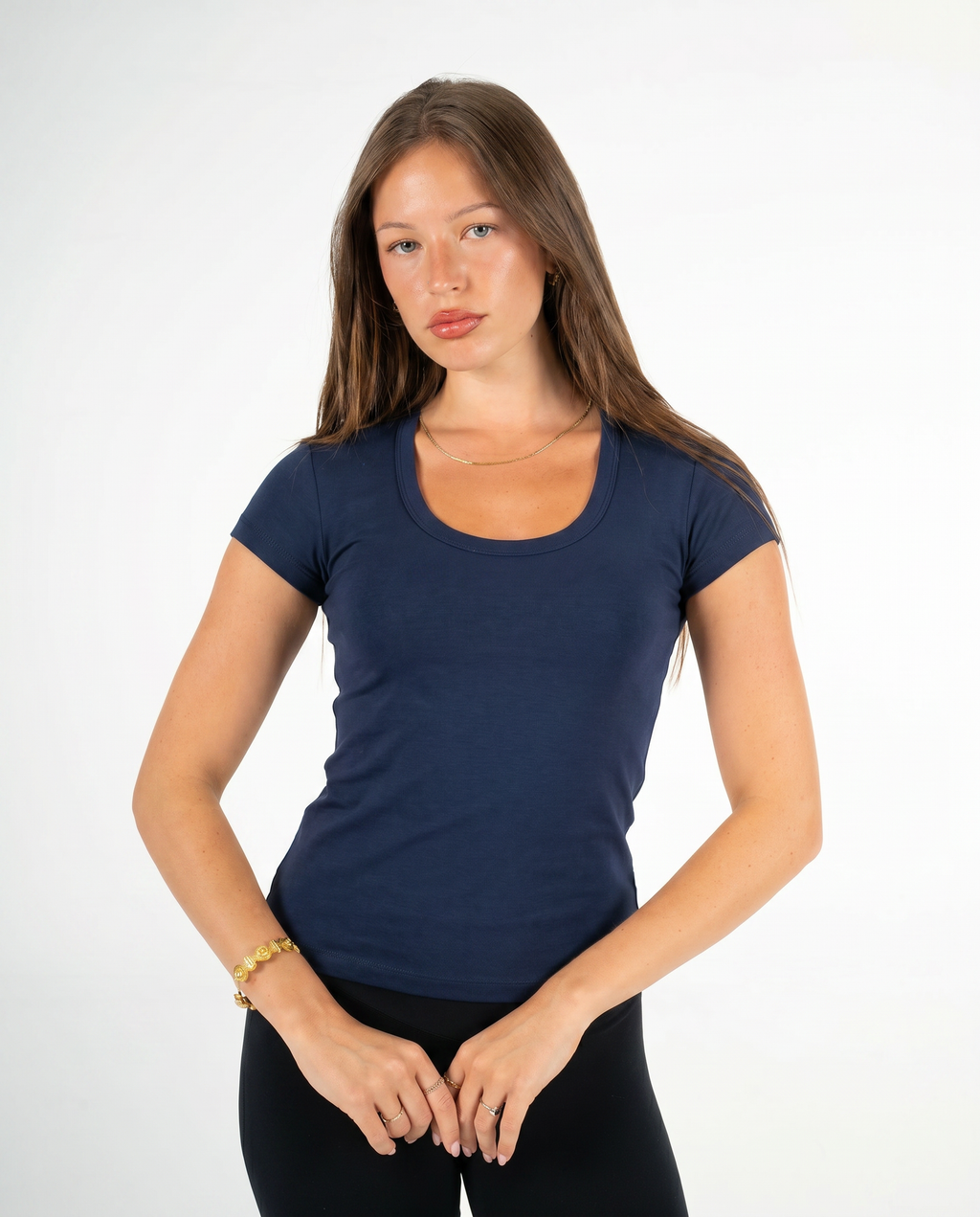 NAVY ROUND NECK TOP