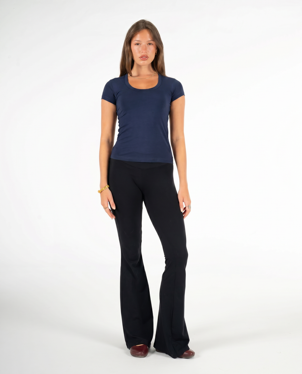 NAVY ROUND NECK TOP