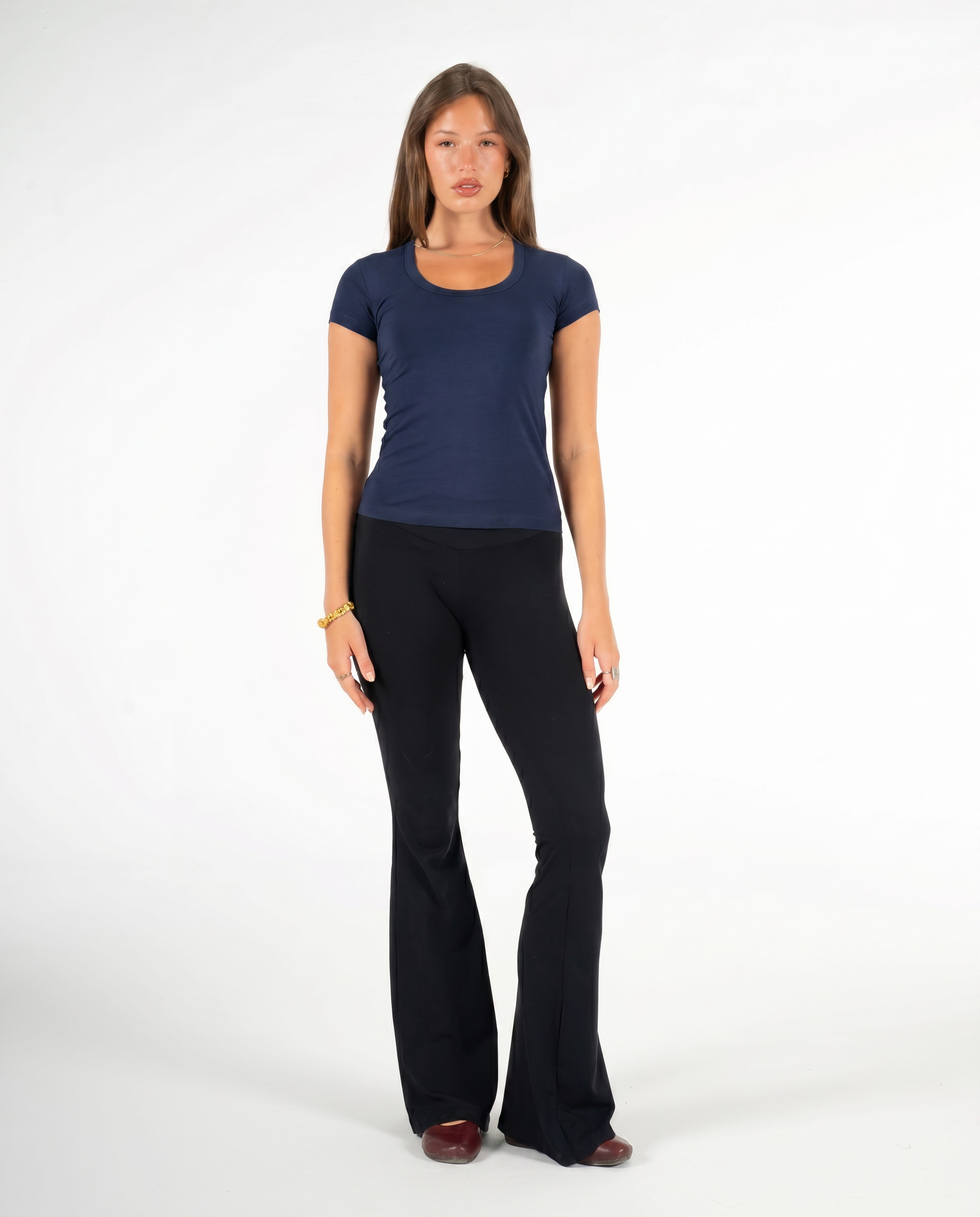NAVY ROUND NECK TOP