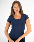 NAVY ROUND NECK TOP