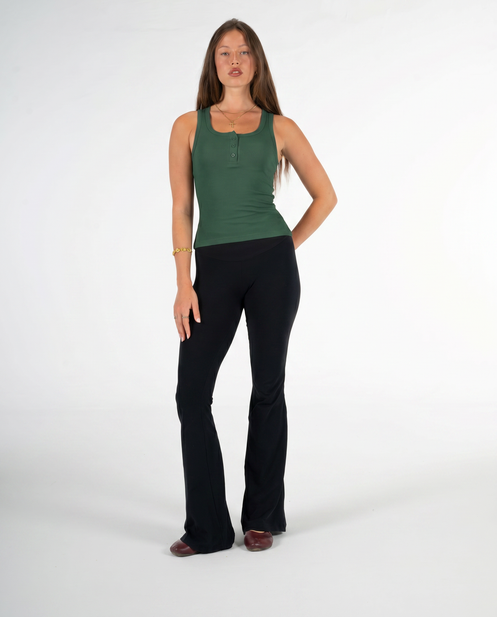 GREEN BUTTONED TANK TOP
