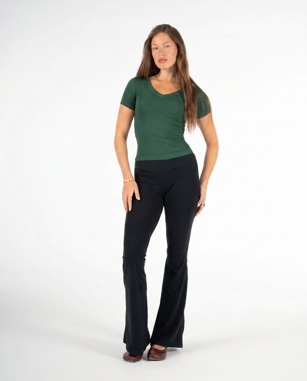 GREEN V SHAPED TOP