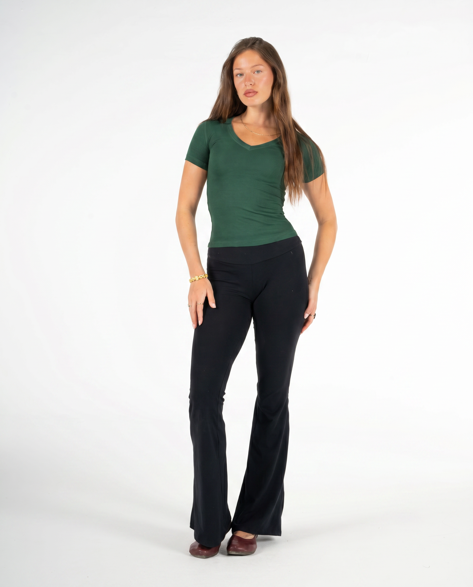 GREEN V SHAPED TOP