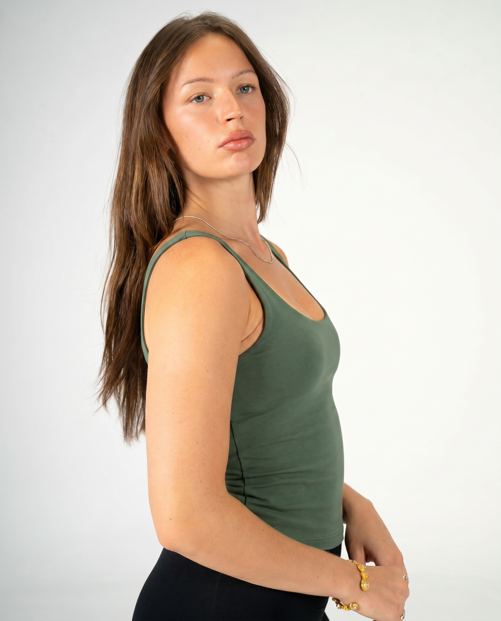 GREEN THIN STRAP TOP