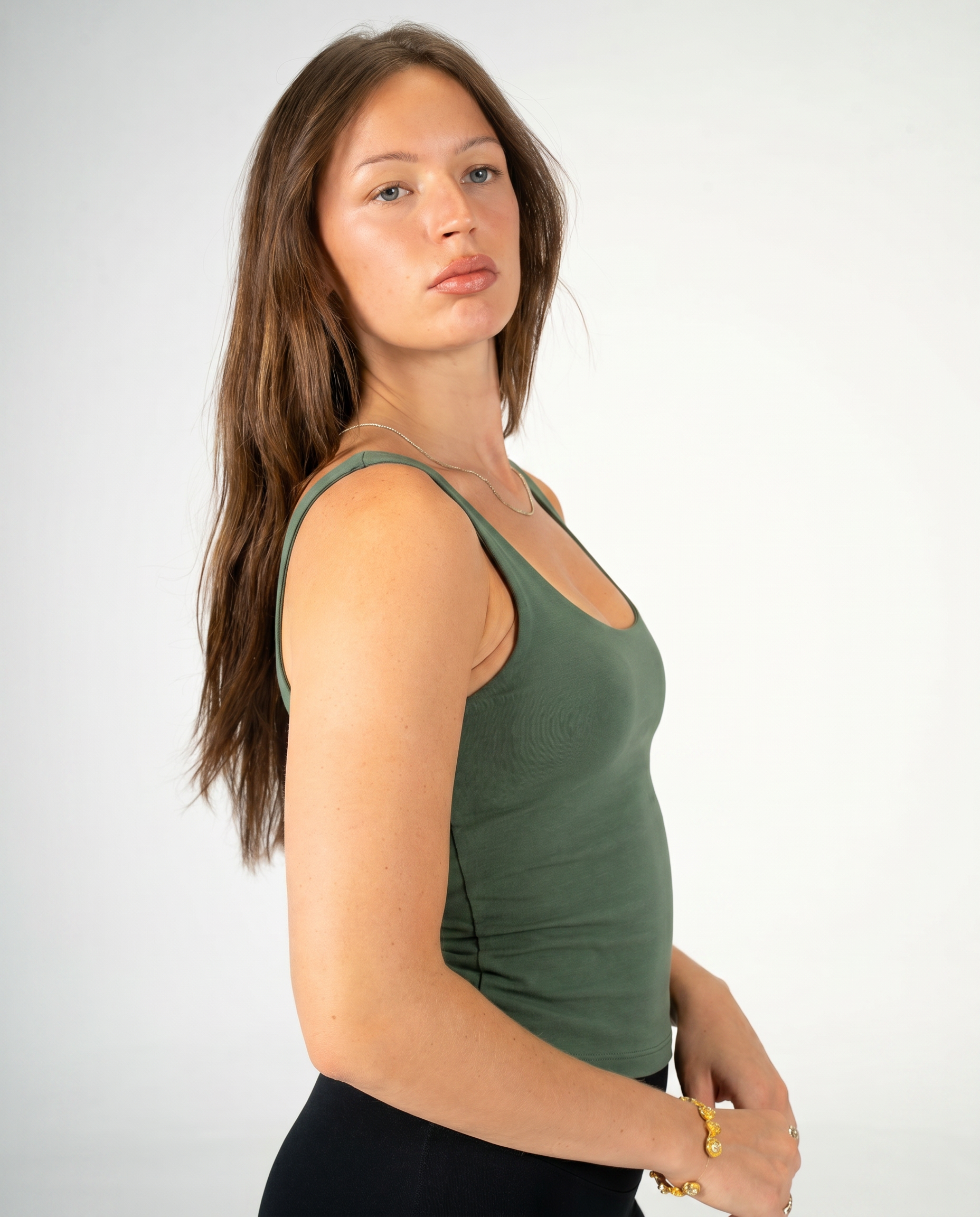GREEN THIN STRAP TOP
