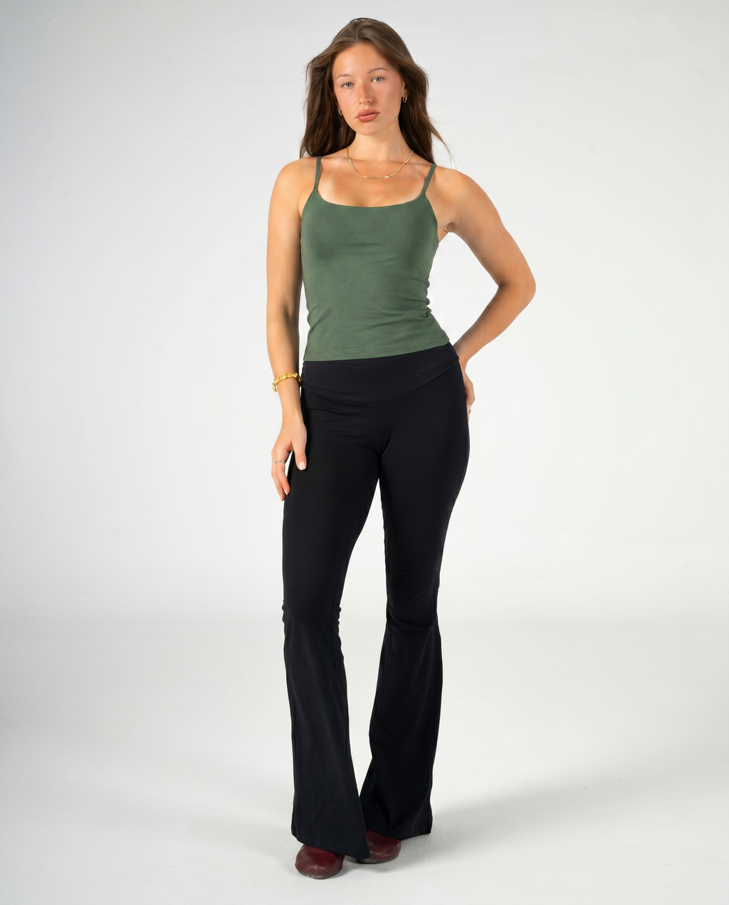 GREEN THIN STRAP TOP