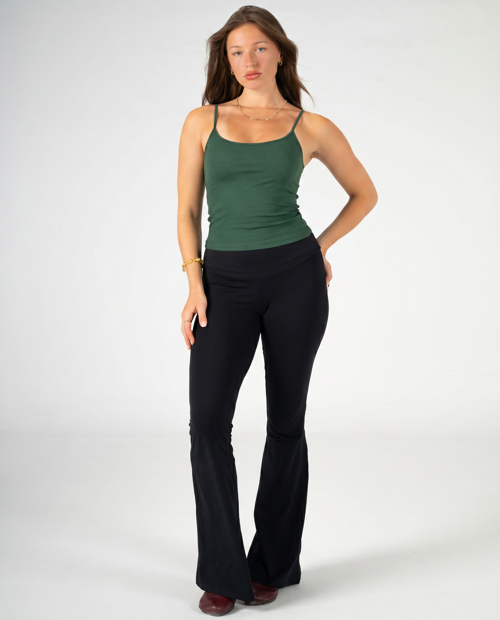 GREEN THIN STRAP TOP