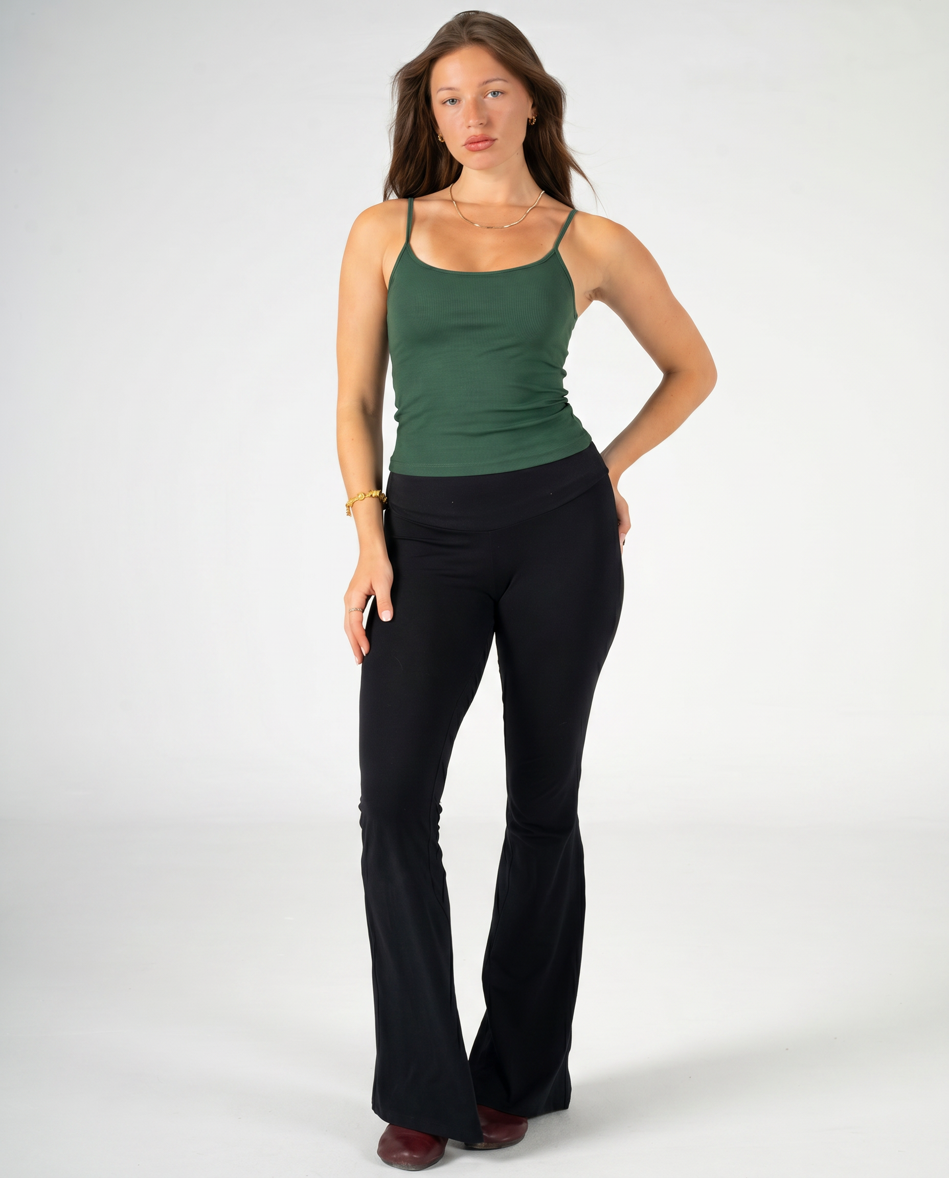 GREEN THIN STRAP TOP