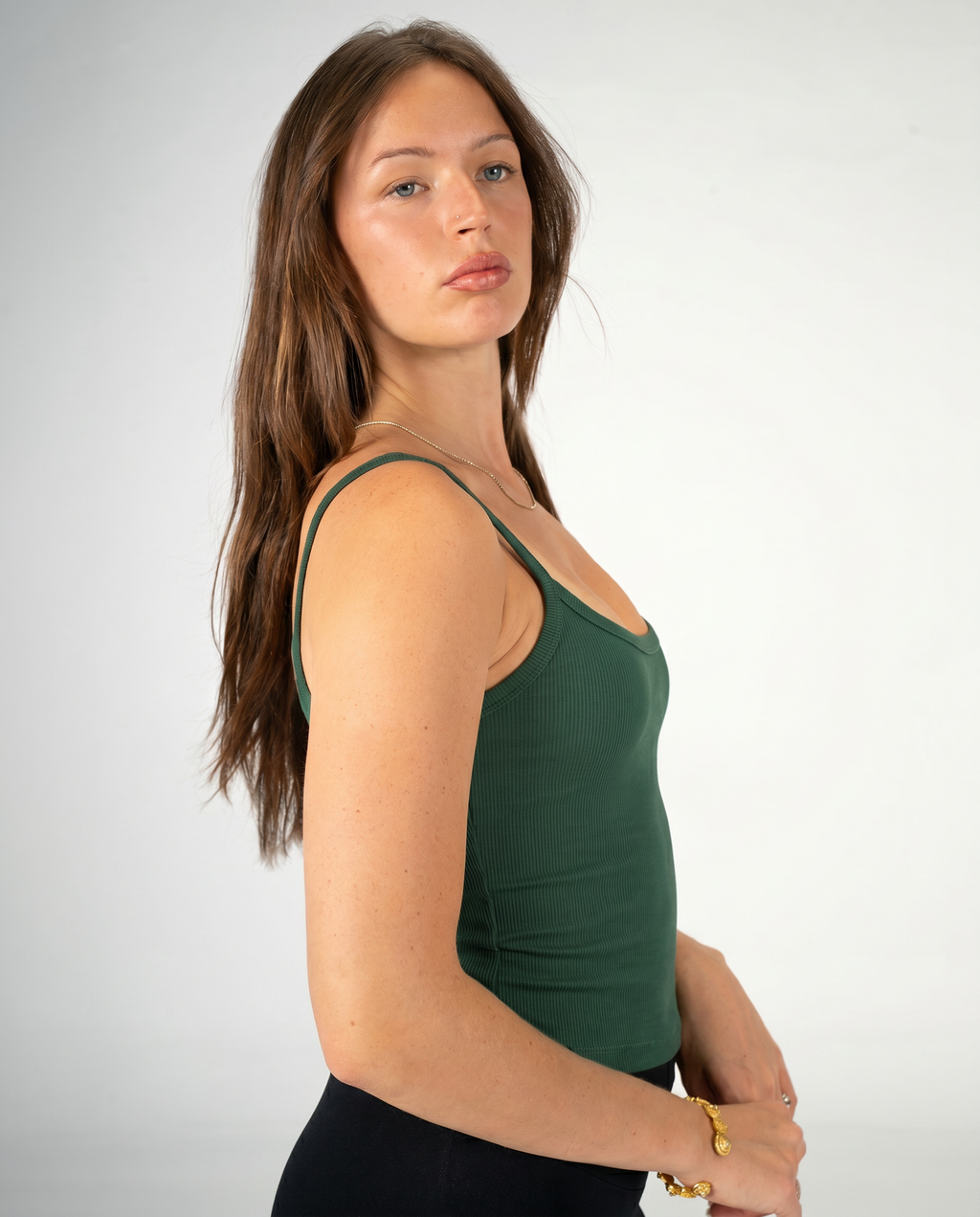 GREEN THIN STRAP TOP