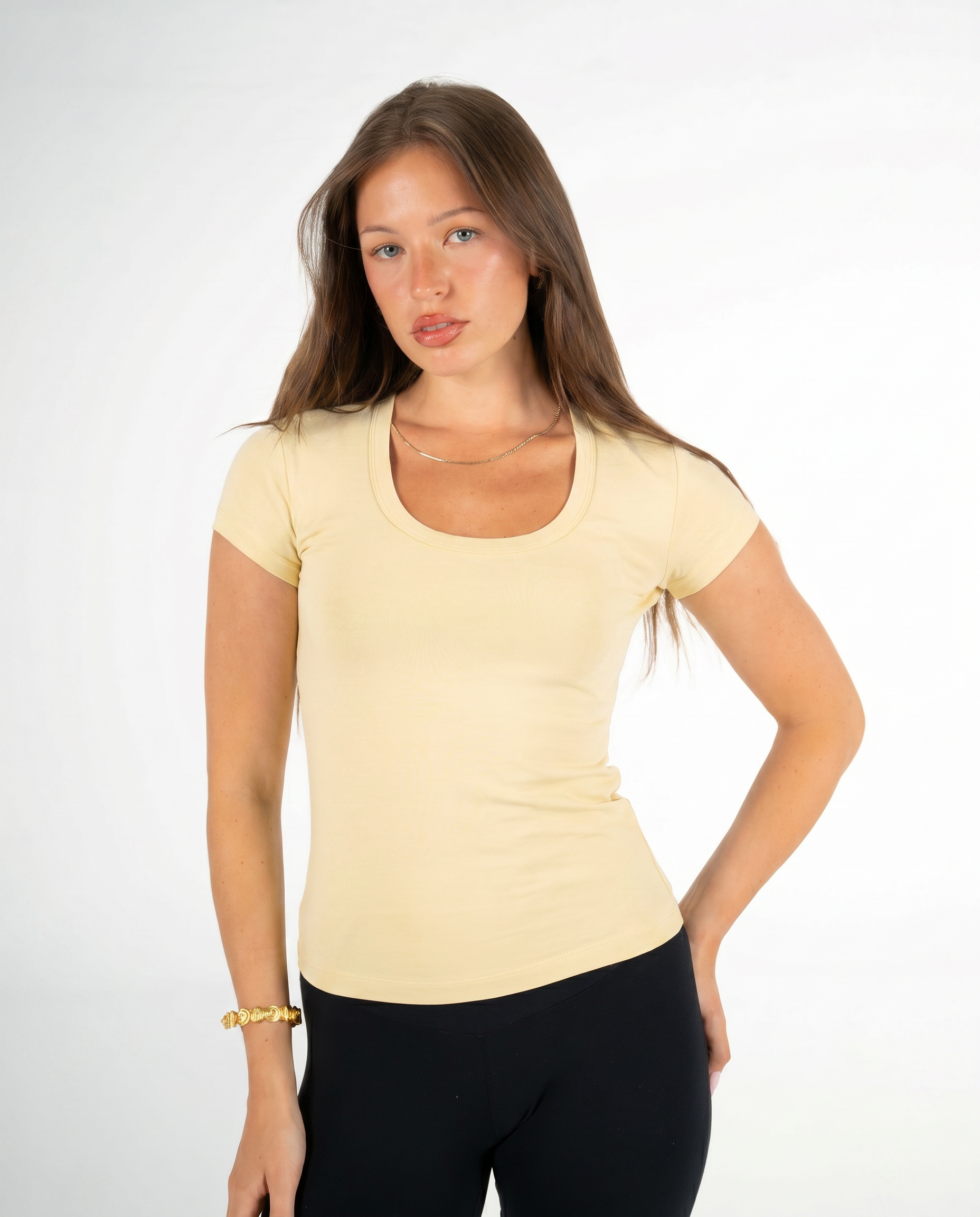 YELLOW ROUND NECK TOP