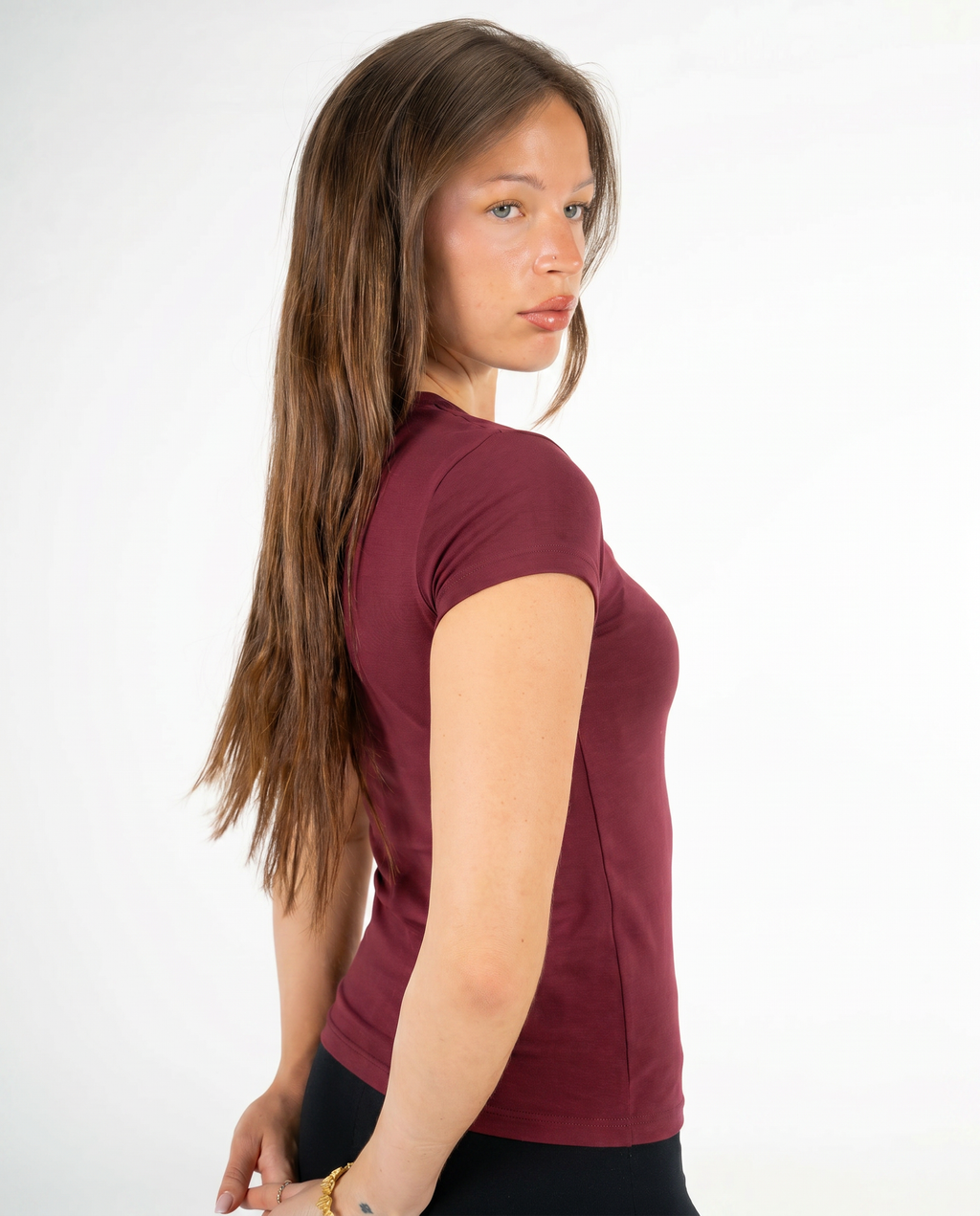 BURGUNDY ROUND NECK TOP