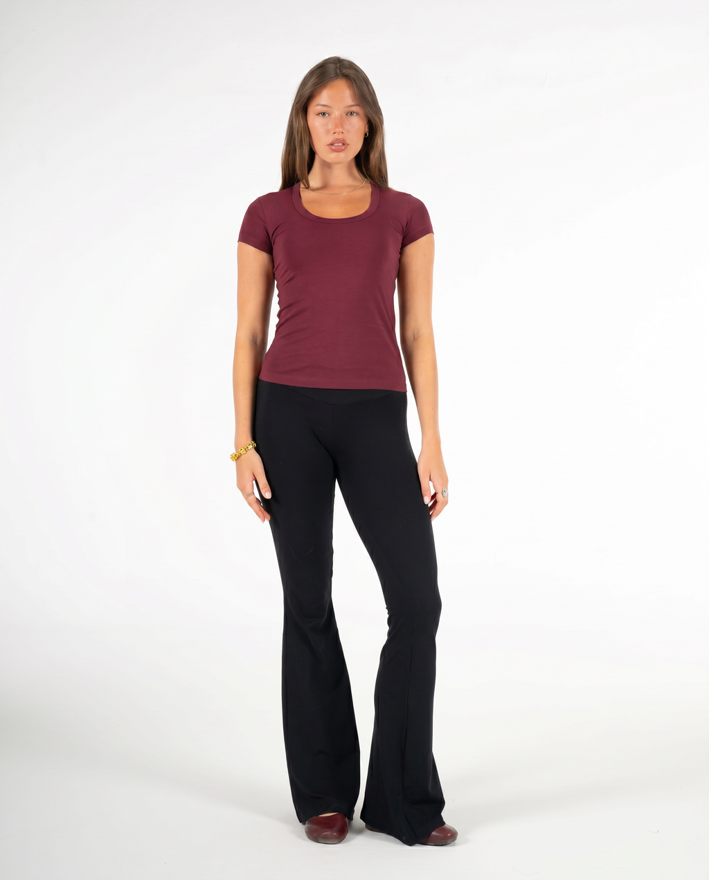 BURGUNDY ROUND NECK TOP