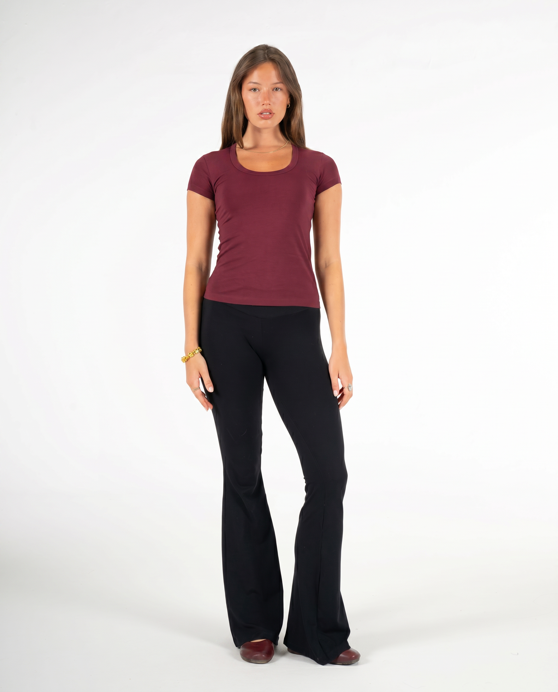 BURGUNDY ROUND NECK TOP