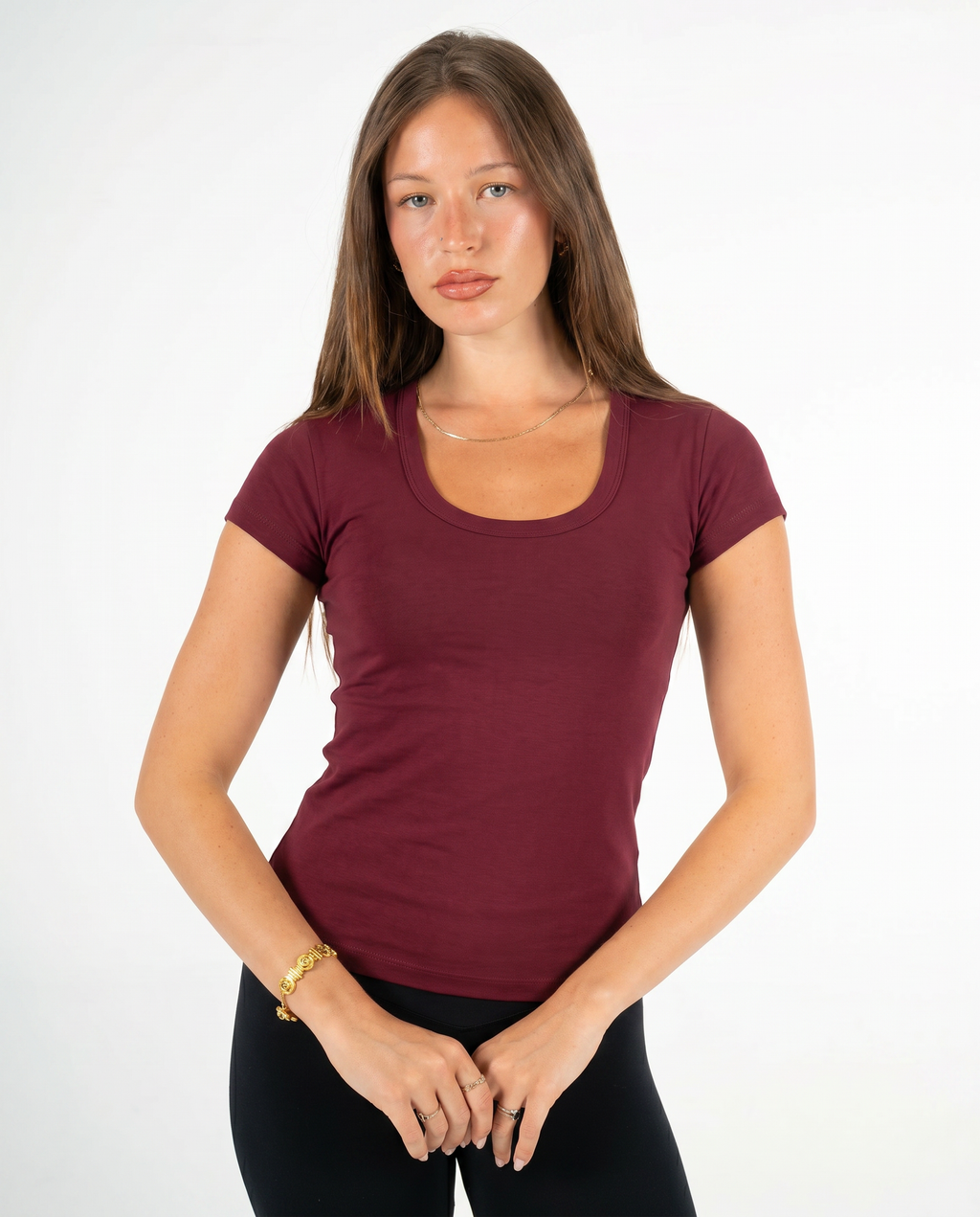 BURGUNDY ROUND NECK TOP