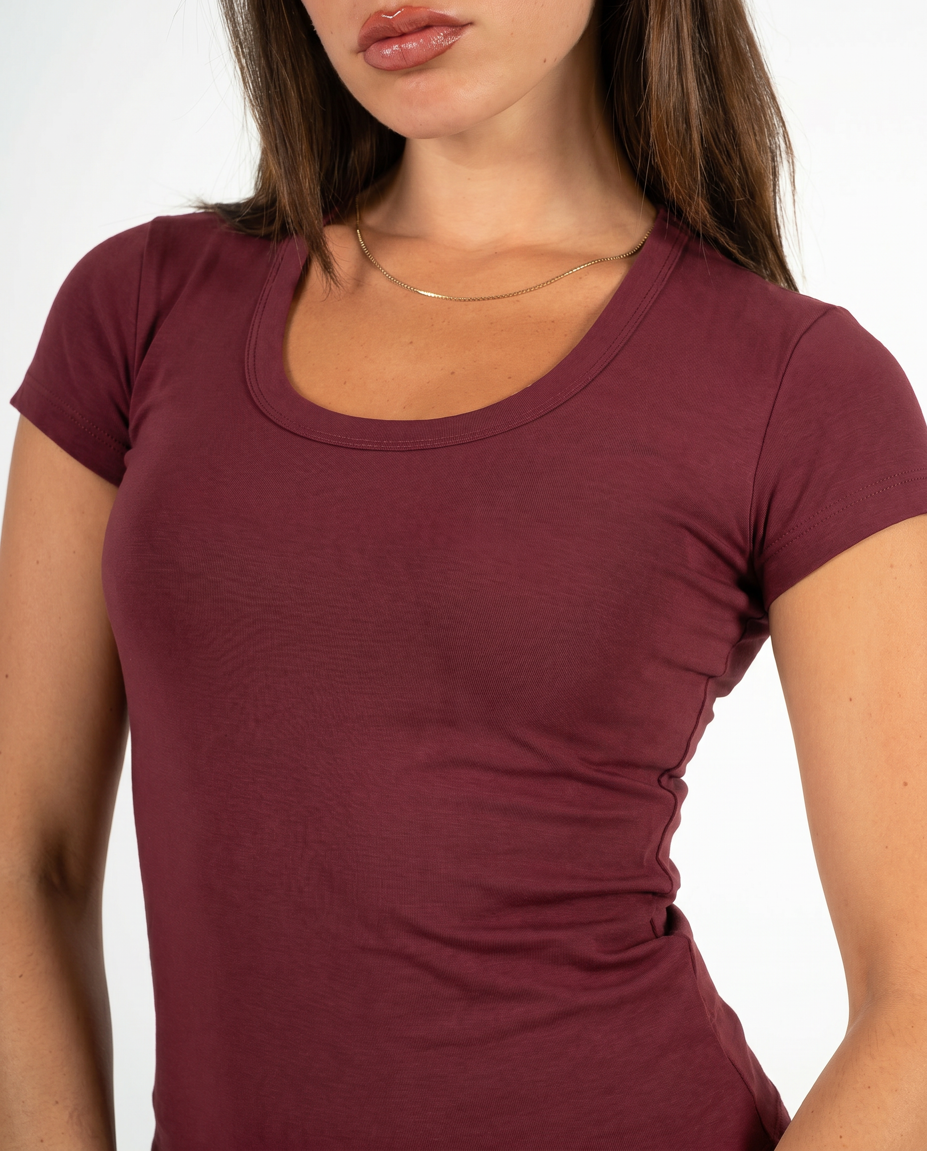 BURGUNDY ROUND NECK TOP