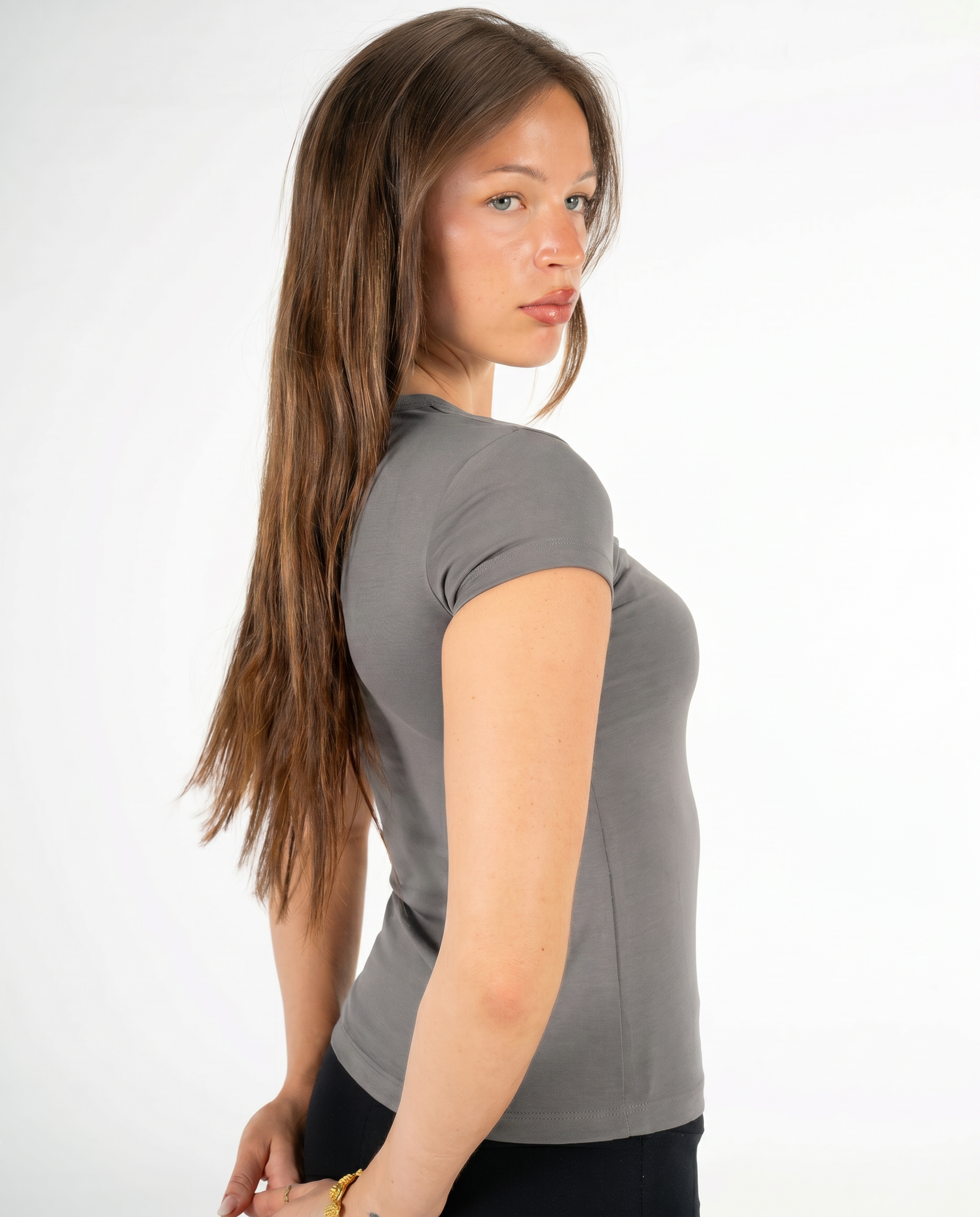 GREY ROUND NECK TOP