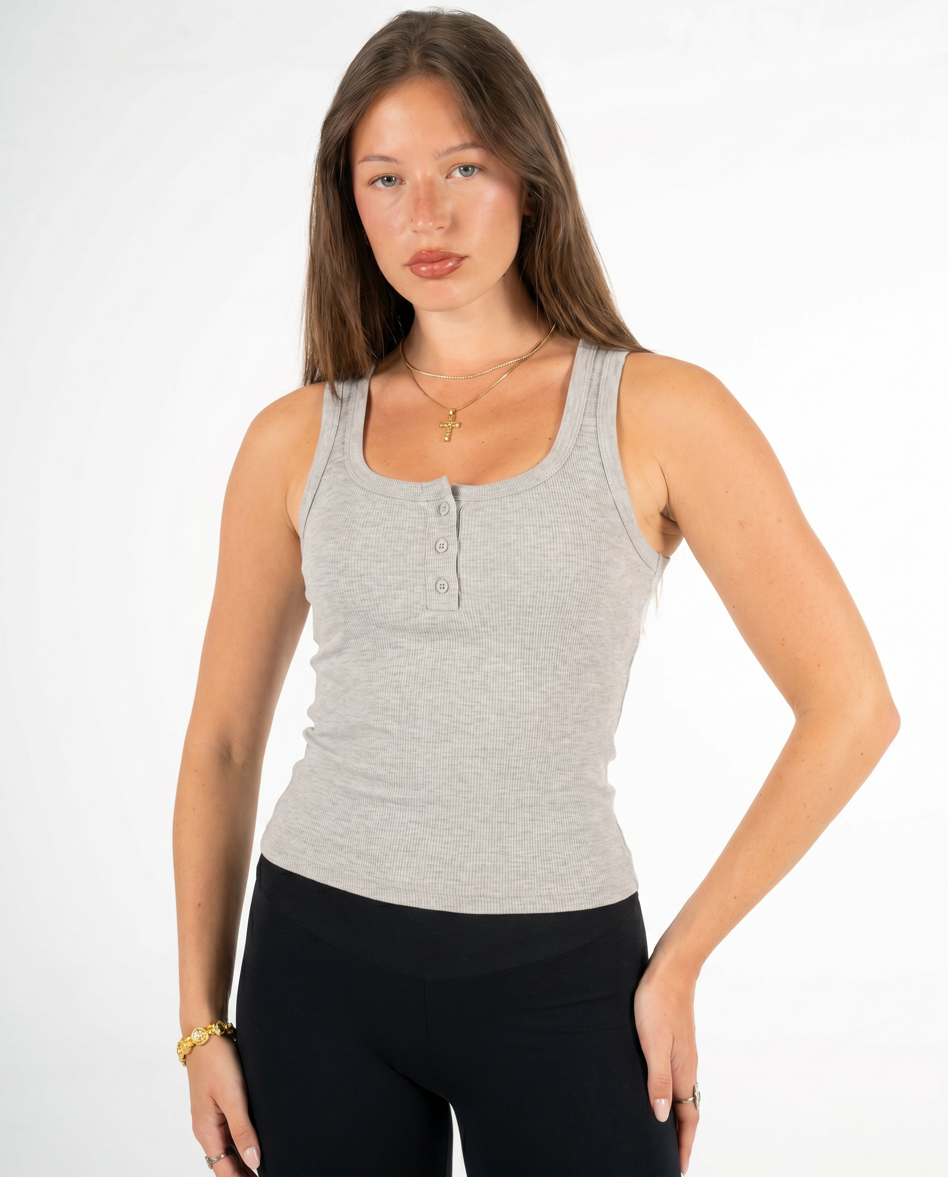 STONE BUTTONED TANK TOP