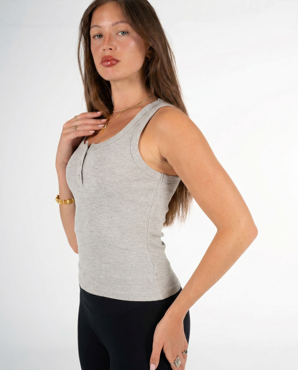 STONE BUTTONED TANK TOP