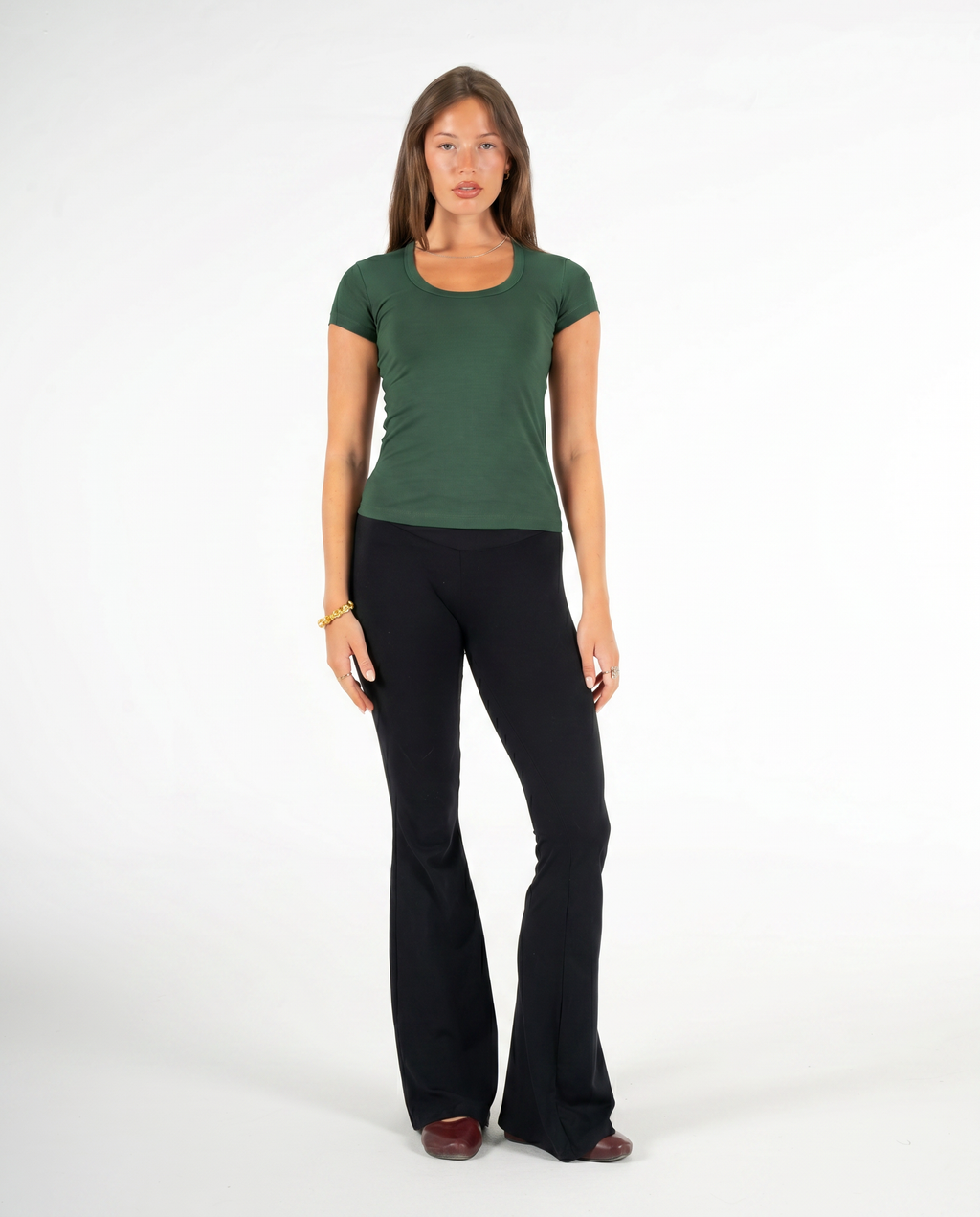 GREEN ROUND NECK TOP