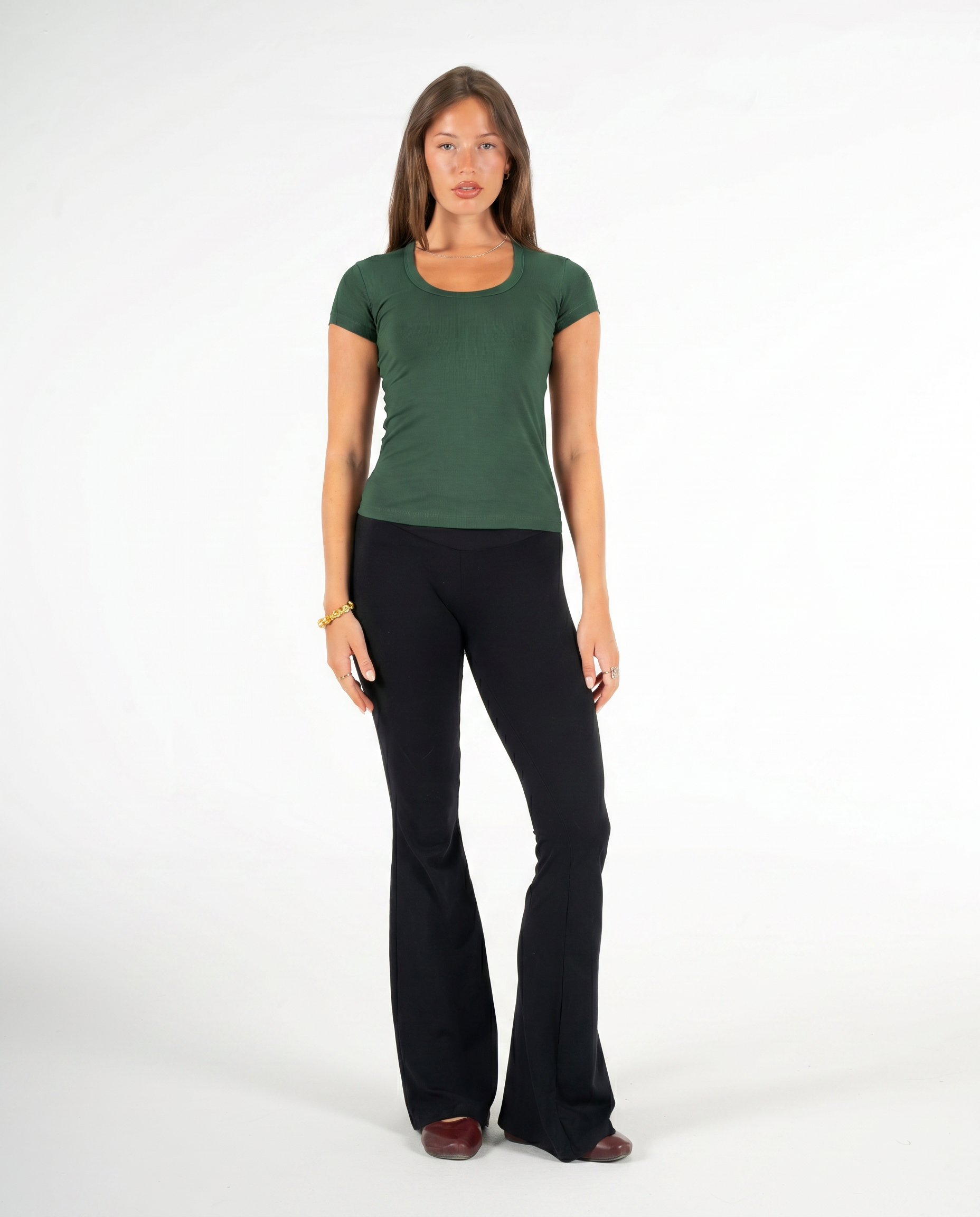 GREEN ROUND NECK TOP