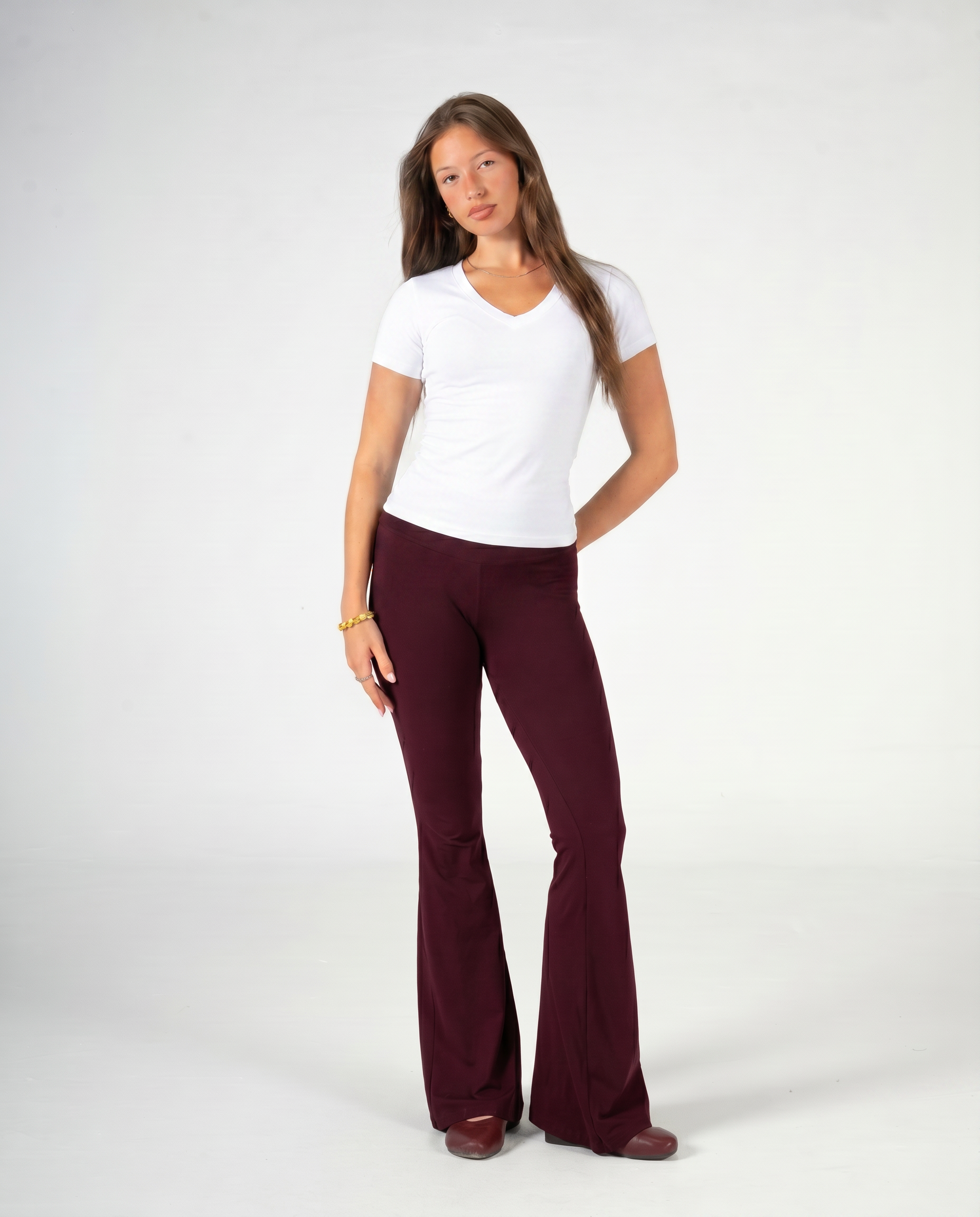 BURGUNDY FLARED YOGA PANTS