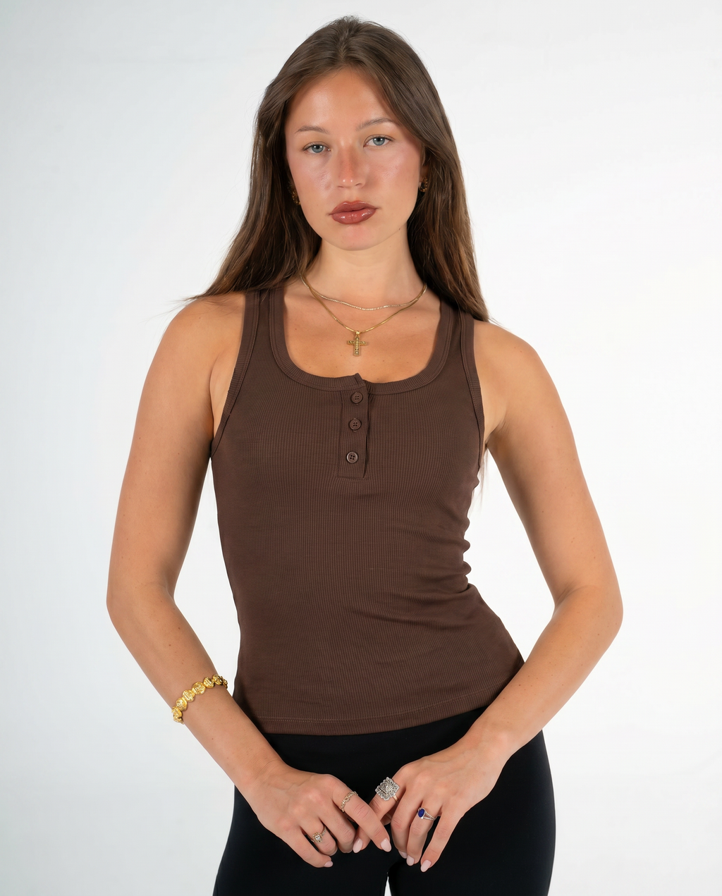 BROWN BUTTONED TANK TOP