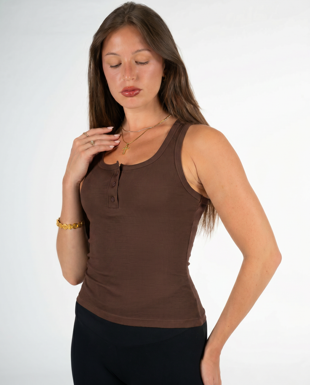 BROWN BUTTONED TANK TOP