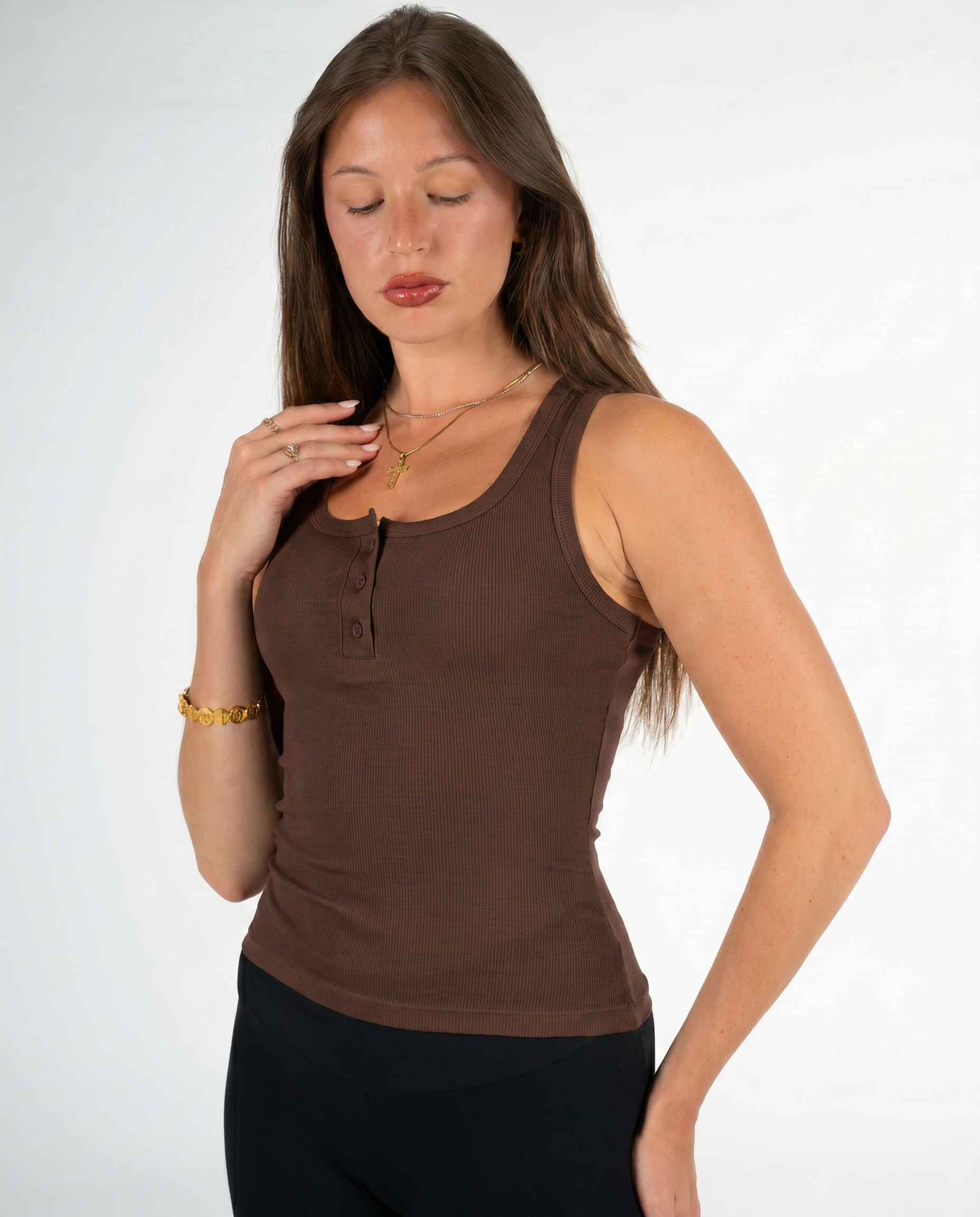 BROWN BUTTONED TANK TOP