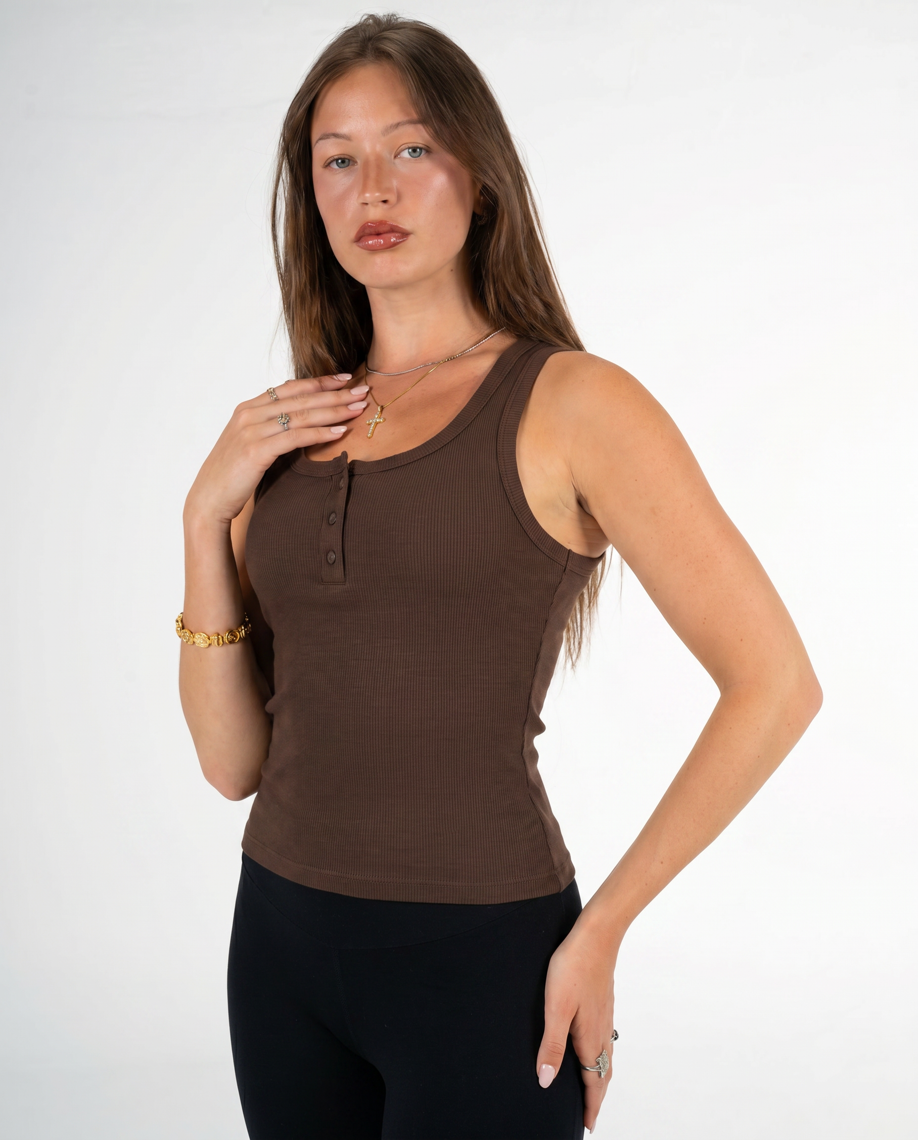 BROWN BUTTONED TANK TOP