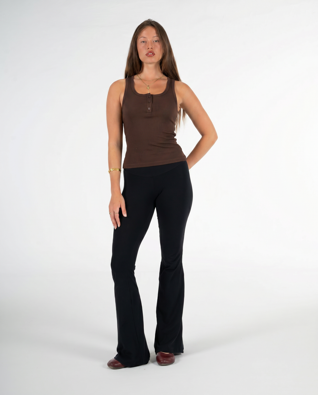 BROWN BUTTONED TANK TOP