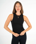 BLACK HIGH NECK TANK TOP