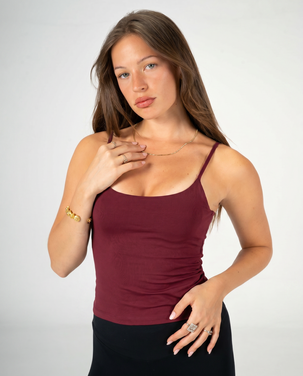 BURGUNDY THIN STRAP TOP