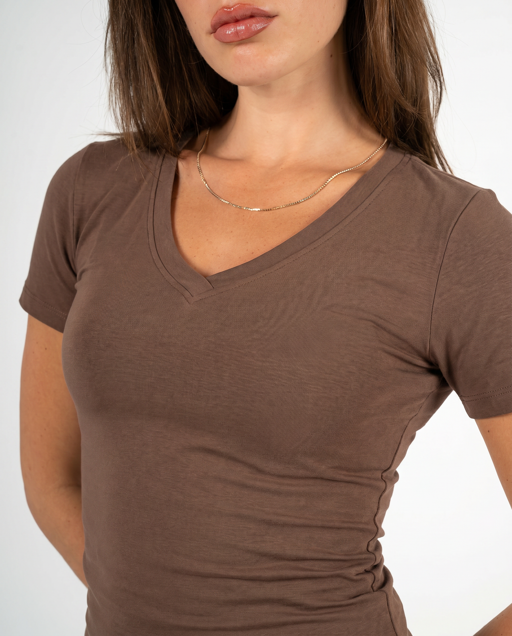 BROWN V SHAPED TOP