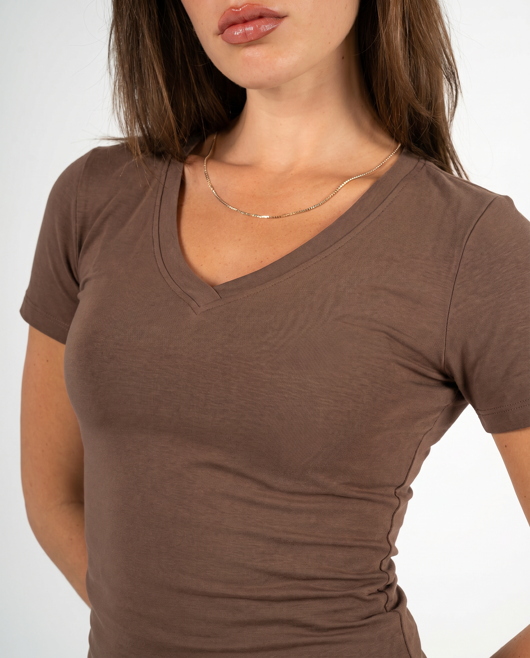 BROWN V SHAPED TOP