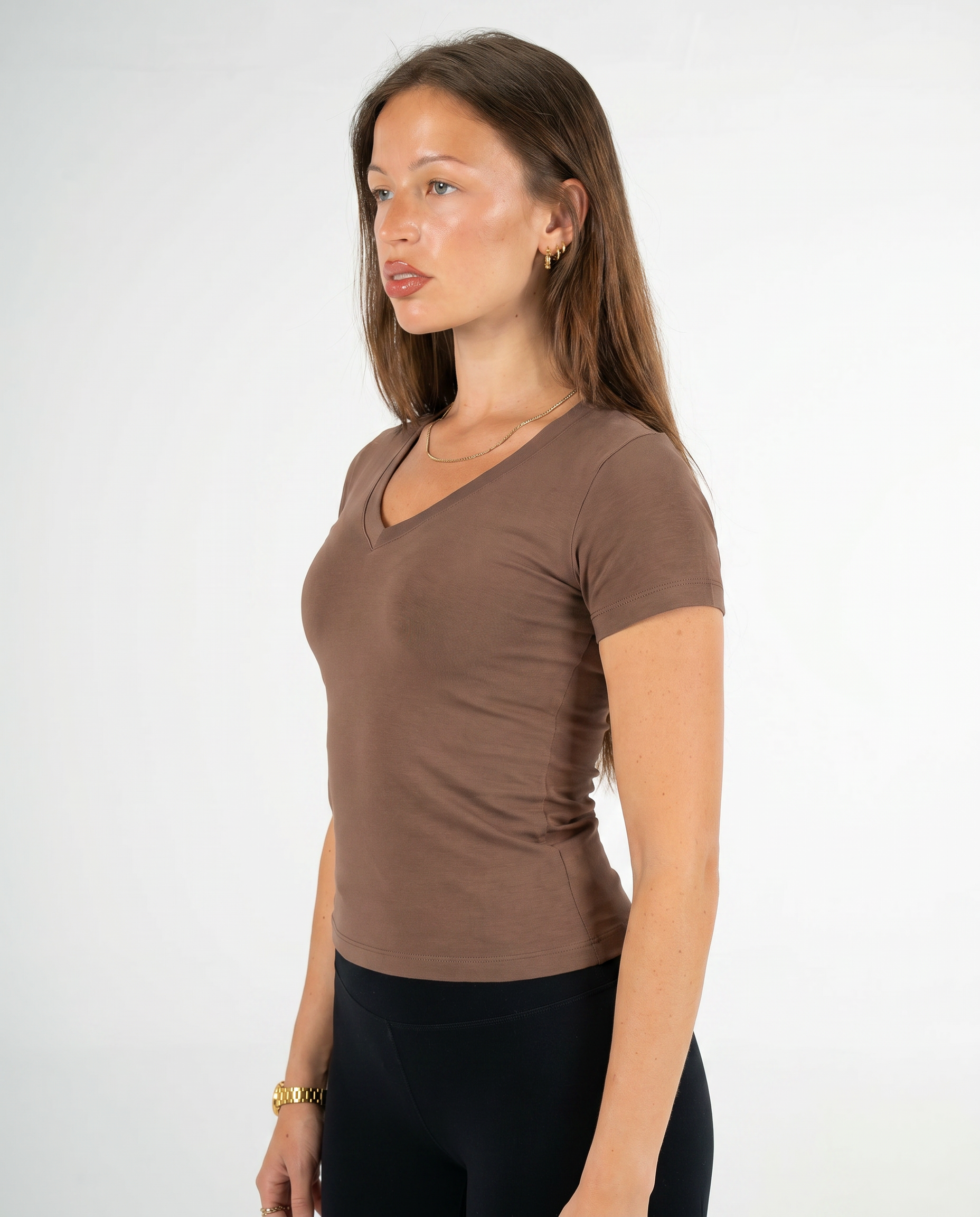 BROWN V SHAPED TOP