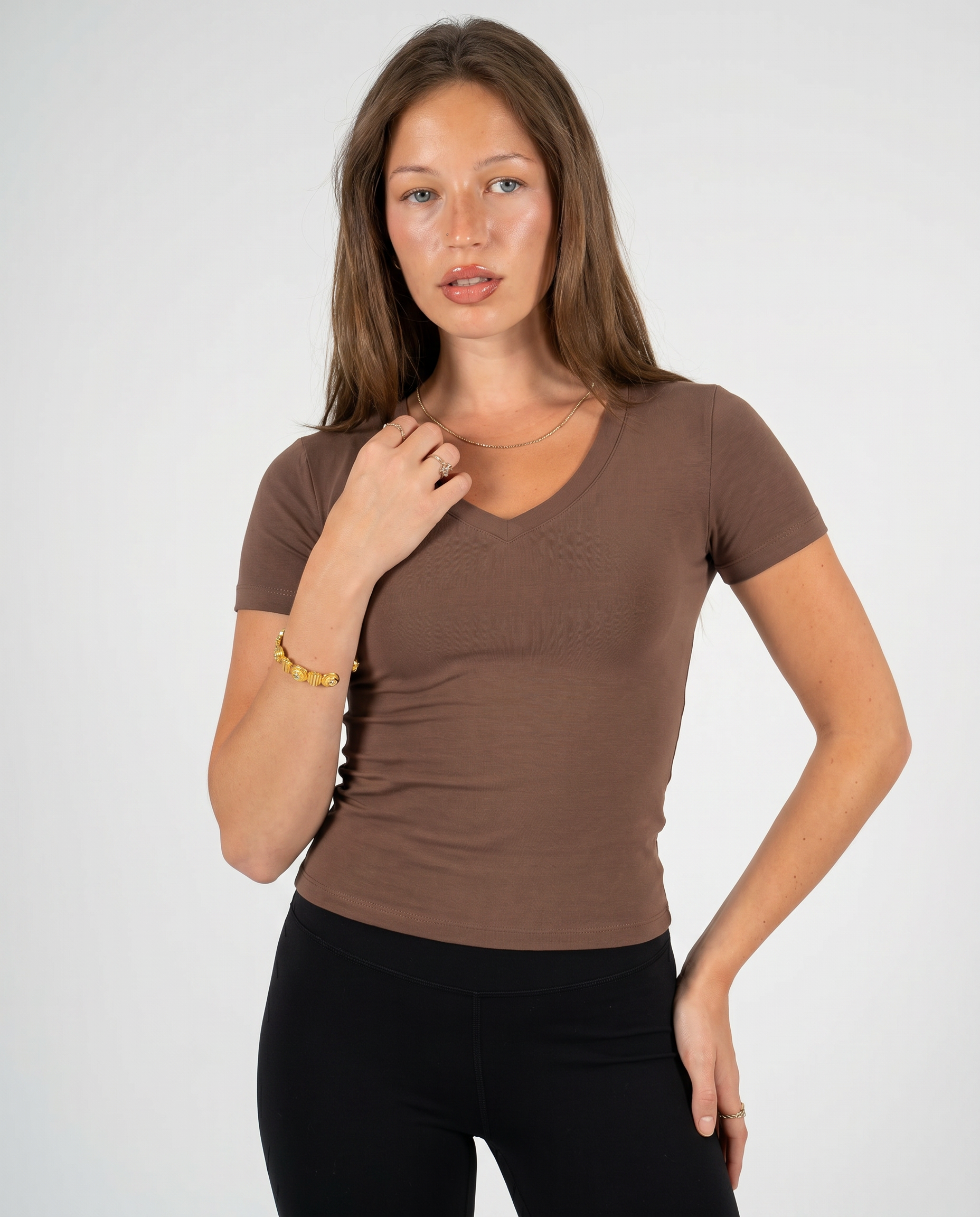 BROWN V SHAPED TOP