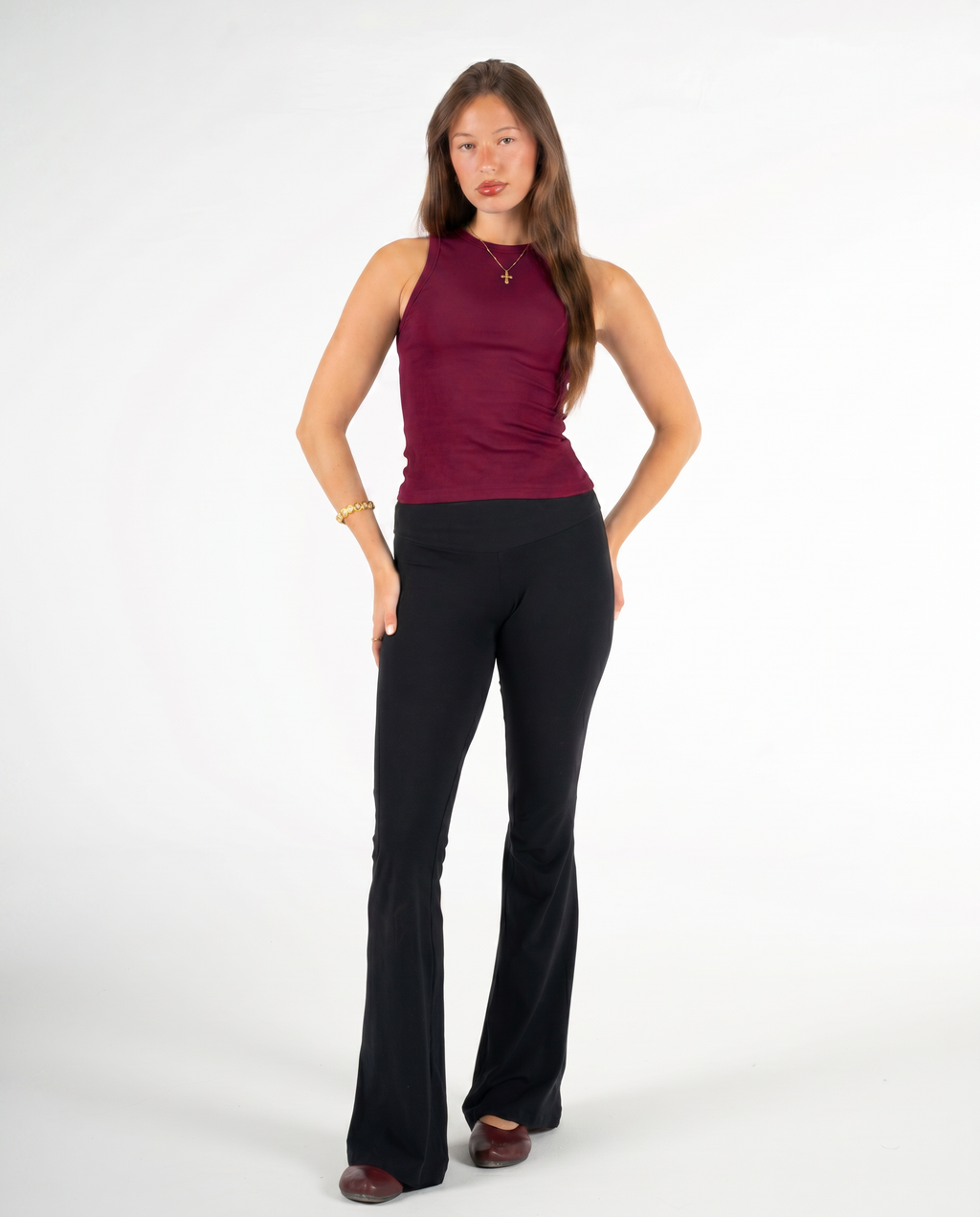 BURGUNDY HIGH NECK TANK TOP