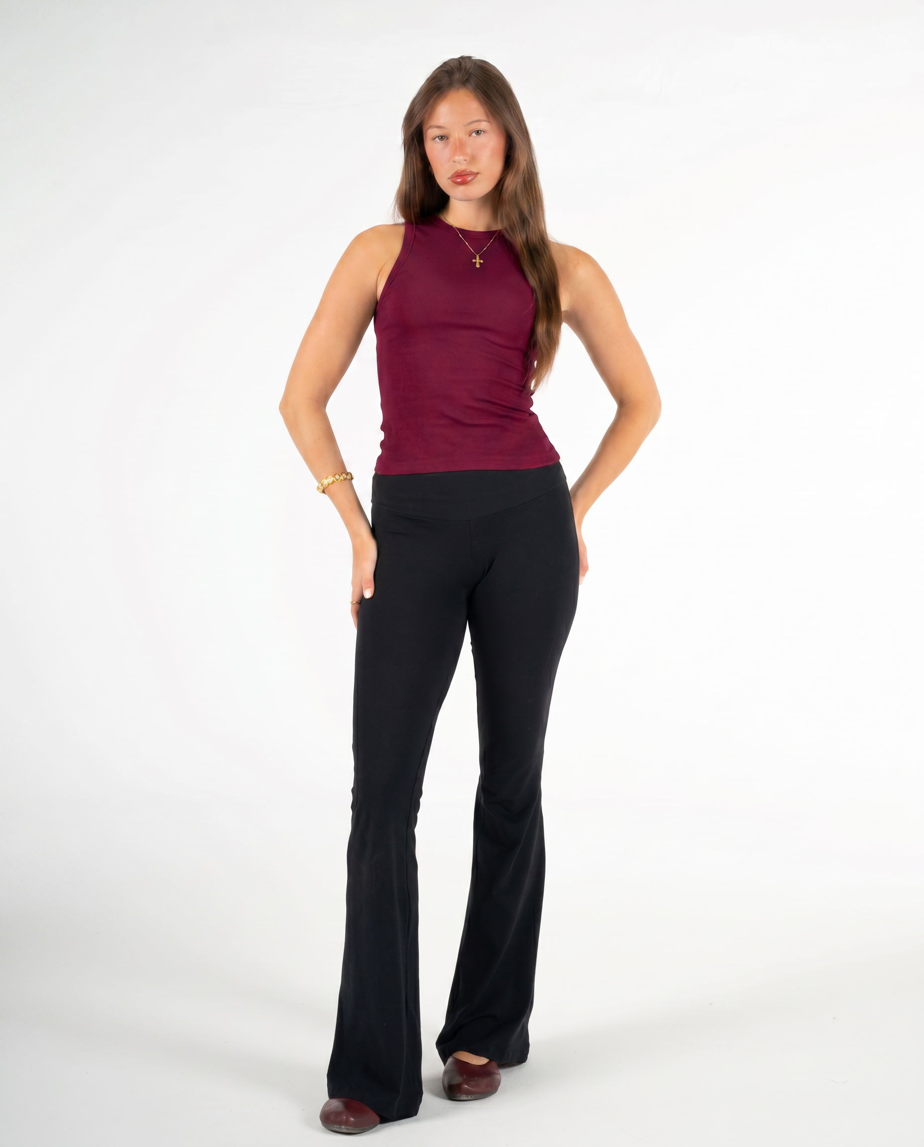 BURGUNDY HIGH NECK TANK TOP