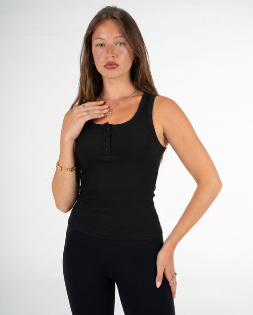 BLACK BUTTONED TANK TOP